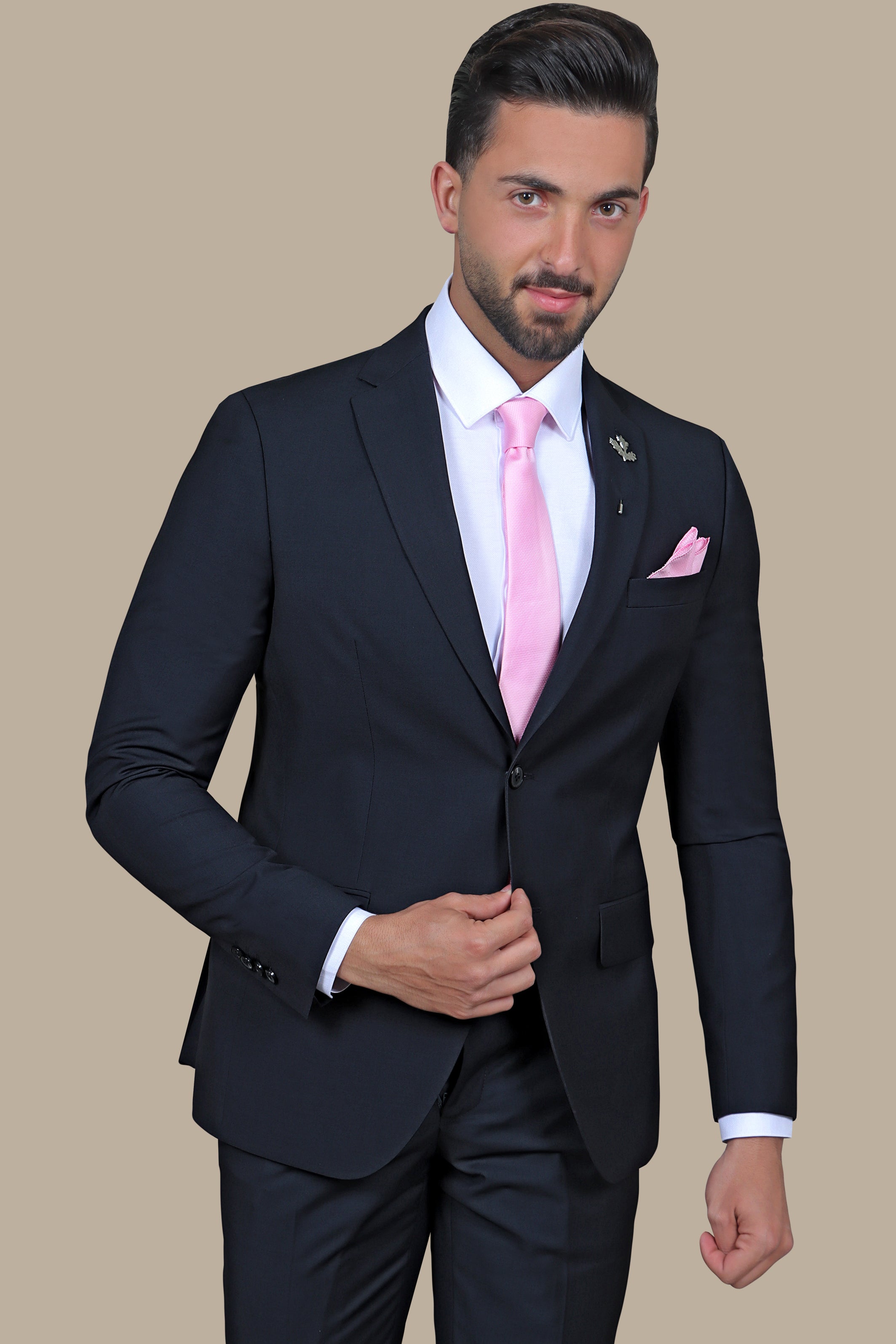 Graduation Elegance: Dark Grey Suit with Plain Notch Lapel