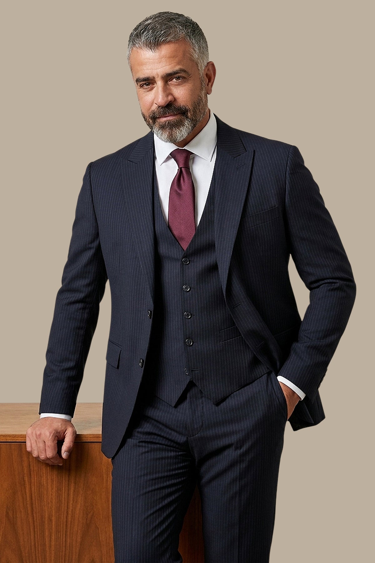 Suit Wool Stripe Regular 3Pcs