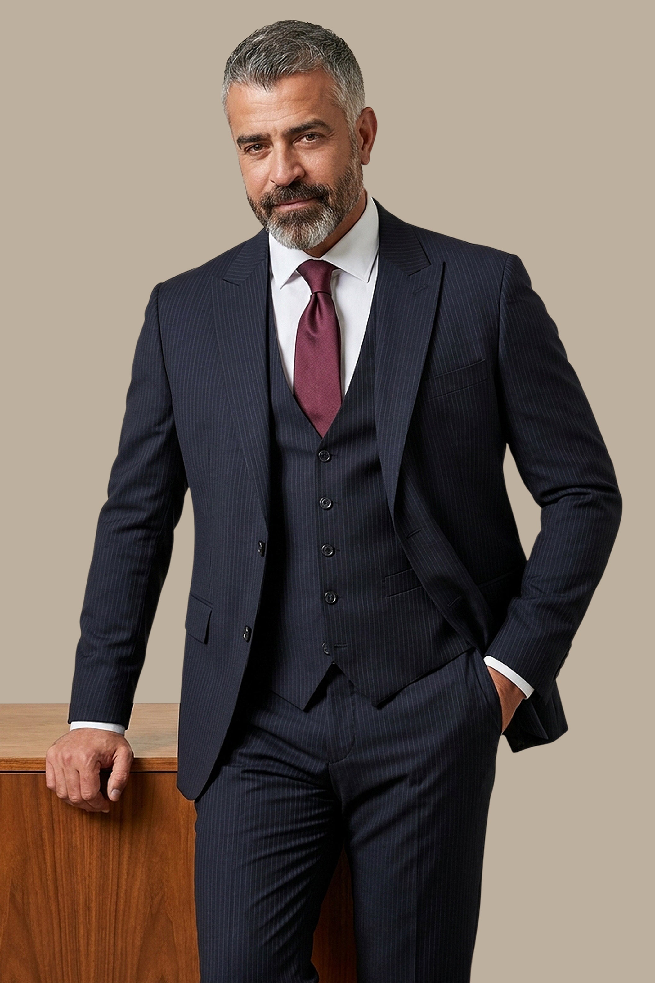 Suit Wool Stripe Regular 3Pcs