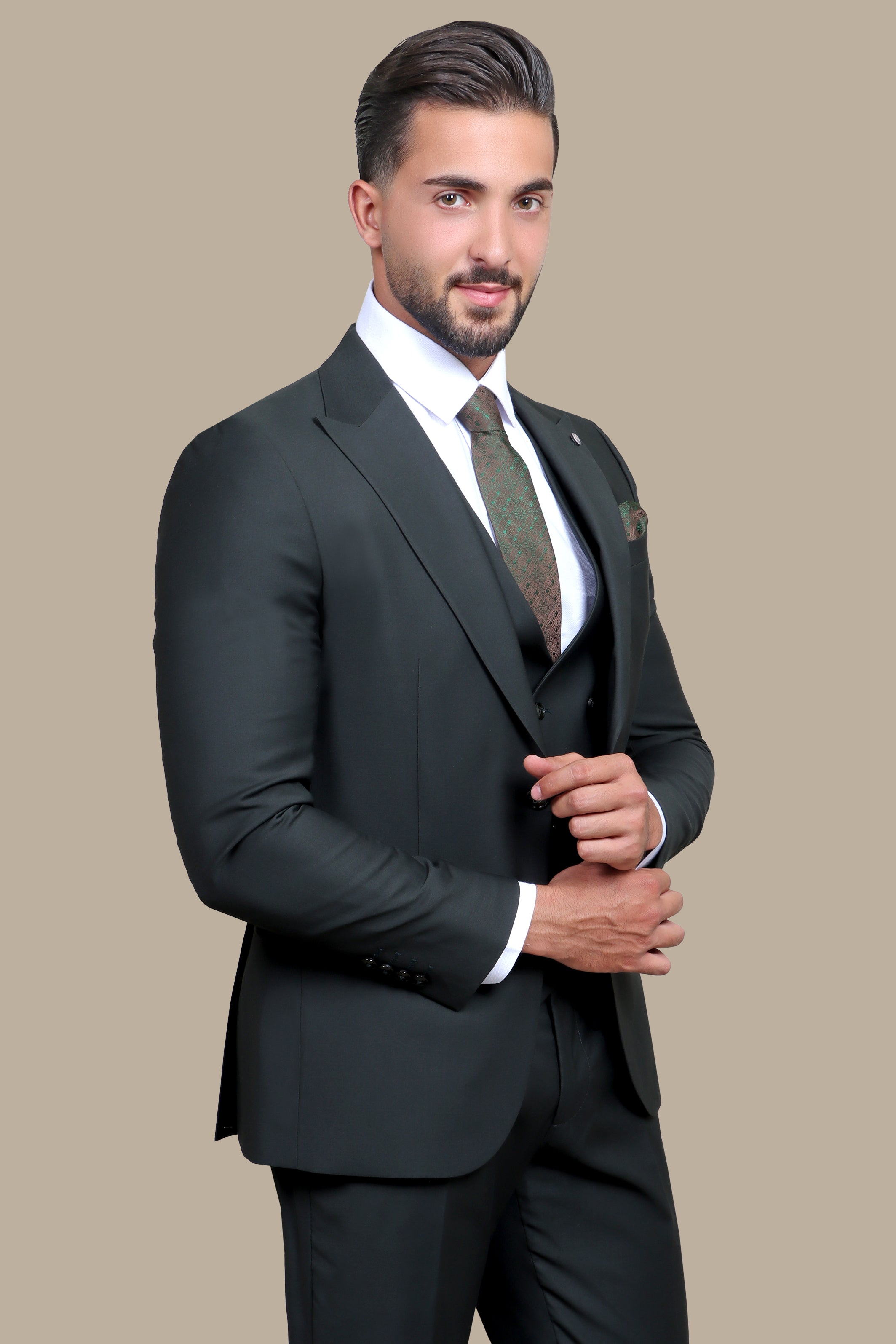 Dark Green 3-Piece Plain Suit