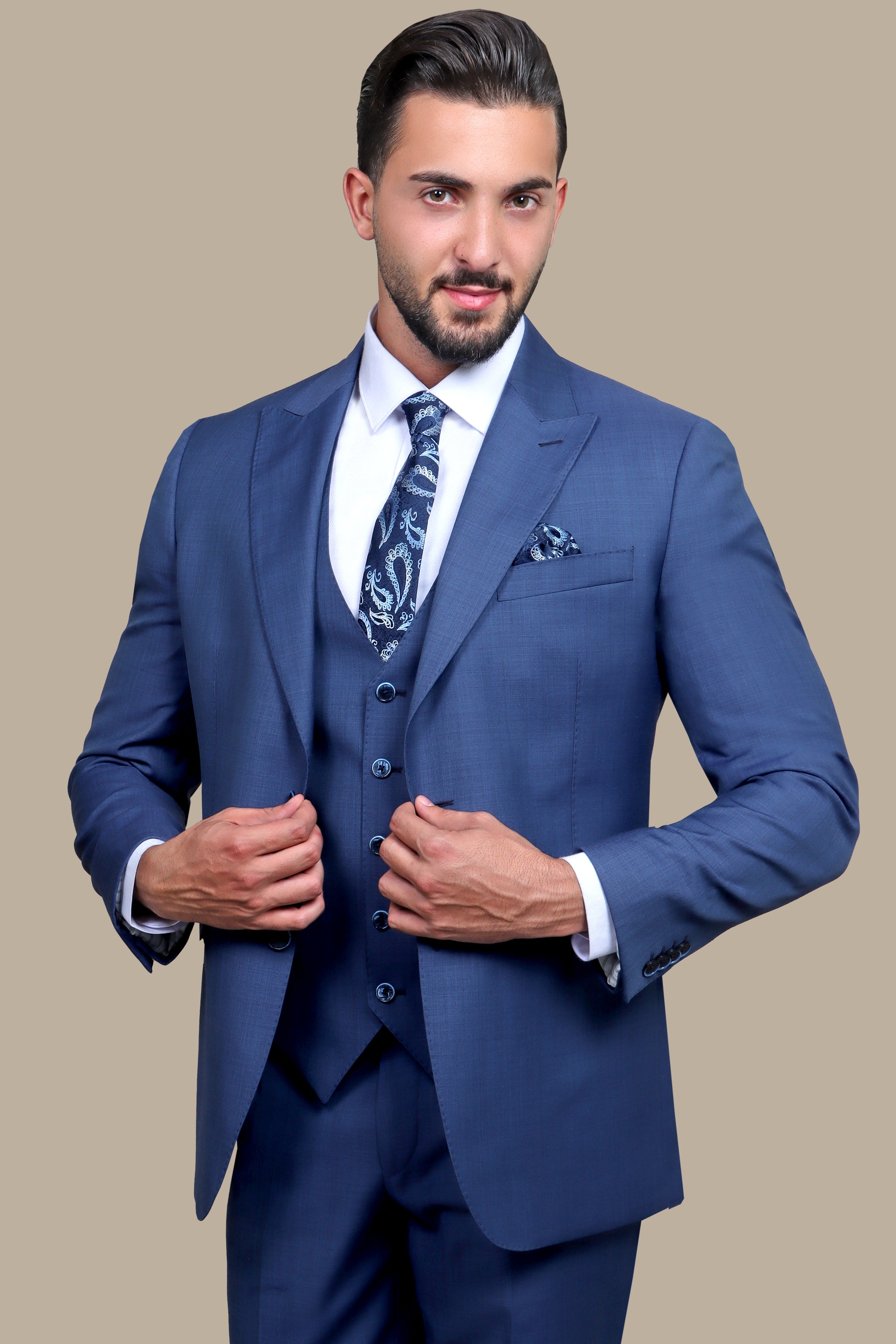 Suit Wool Fil a Fil Regular 3 Pcs | Blue