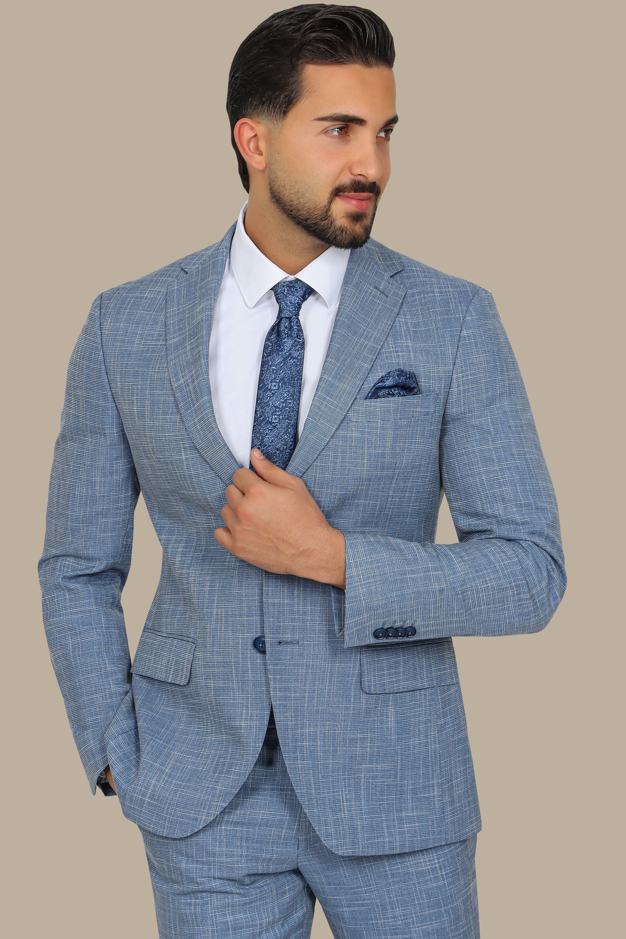 Blue 2-Piece Suit with Fila Fil Notch Lapel