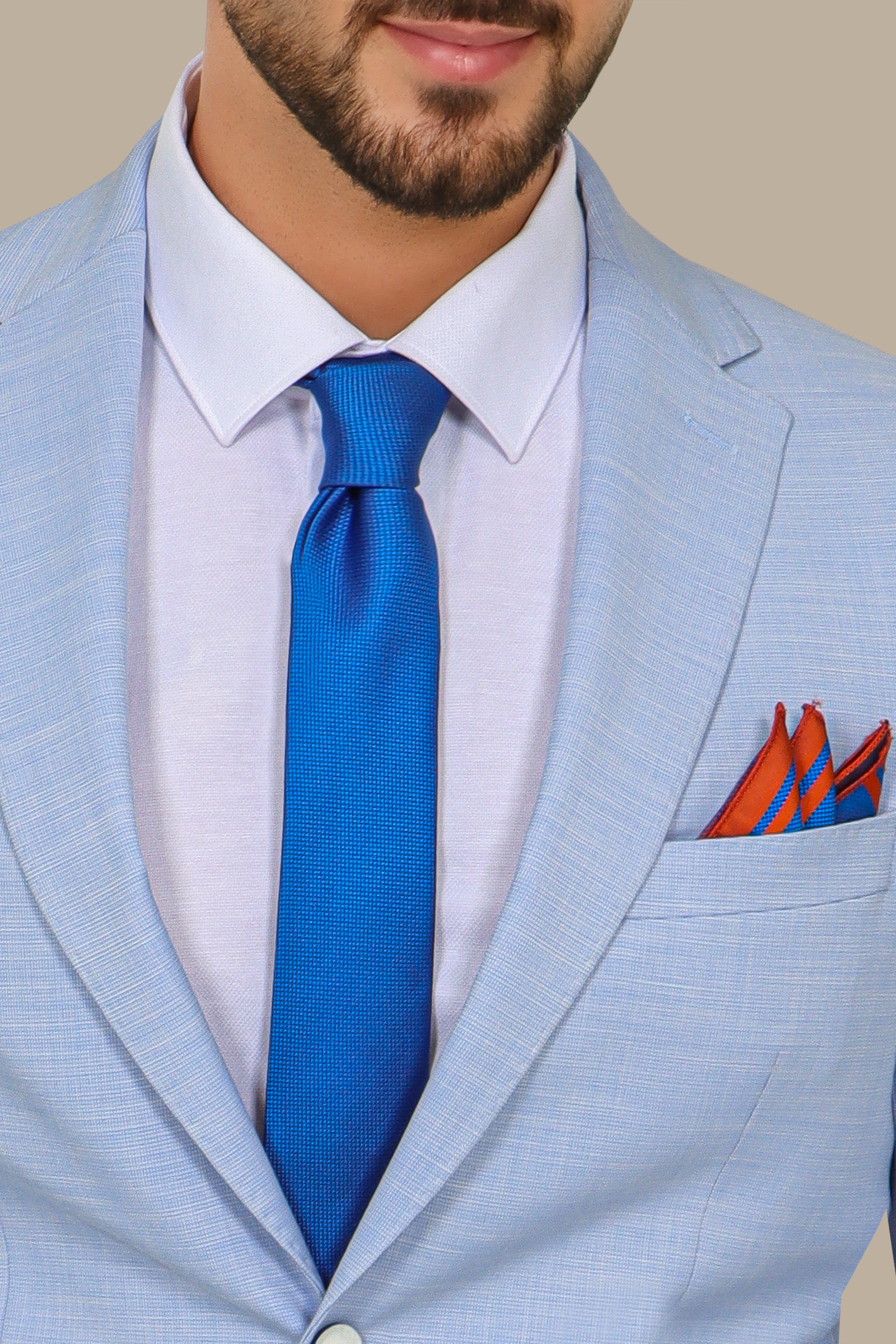 Light Blue 2 pcs Fil a Fil Notch Suit