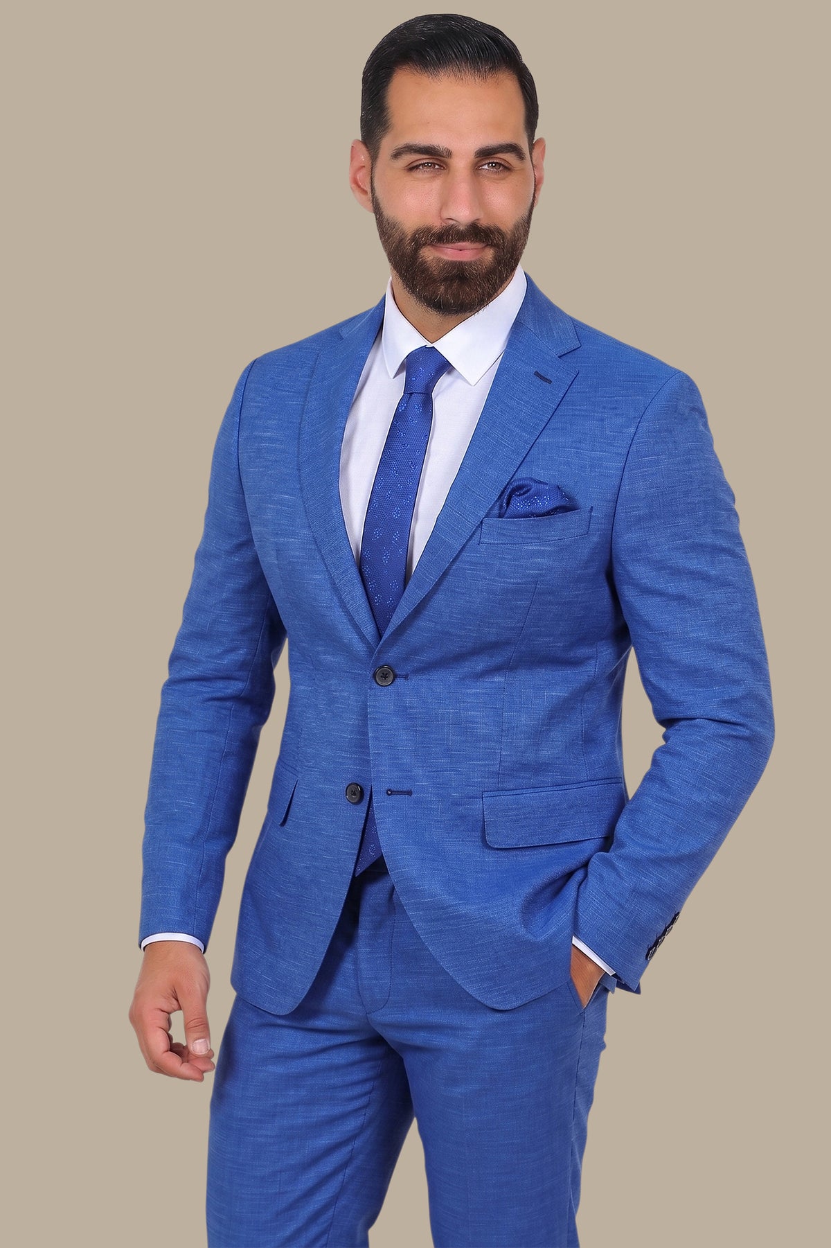 Structured Indigo Suit with Notch Lapel