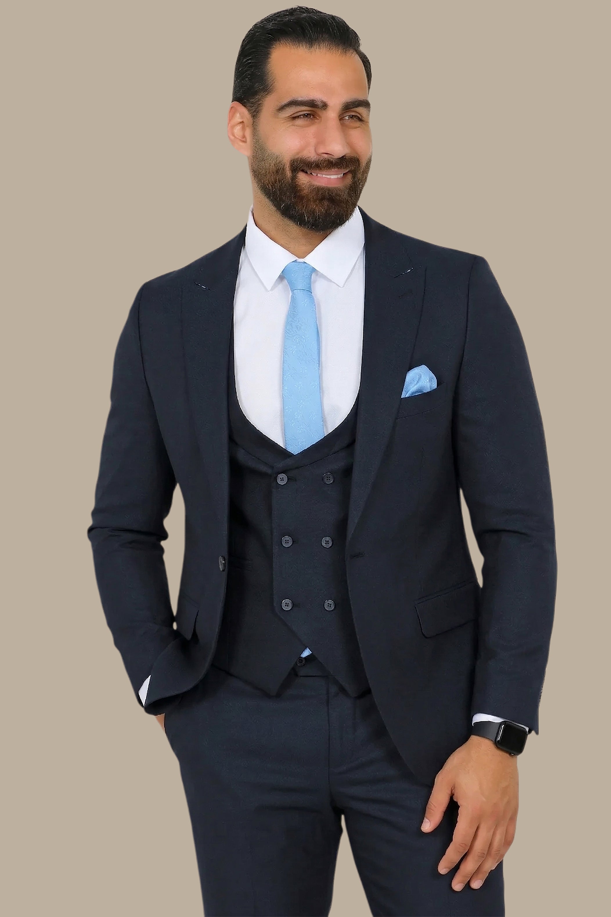 3-Piece Suit with Peak Lapel