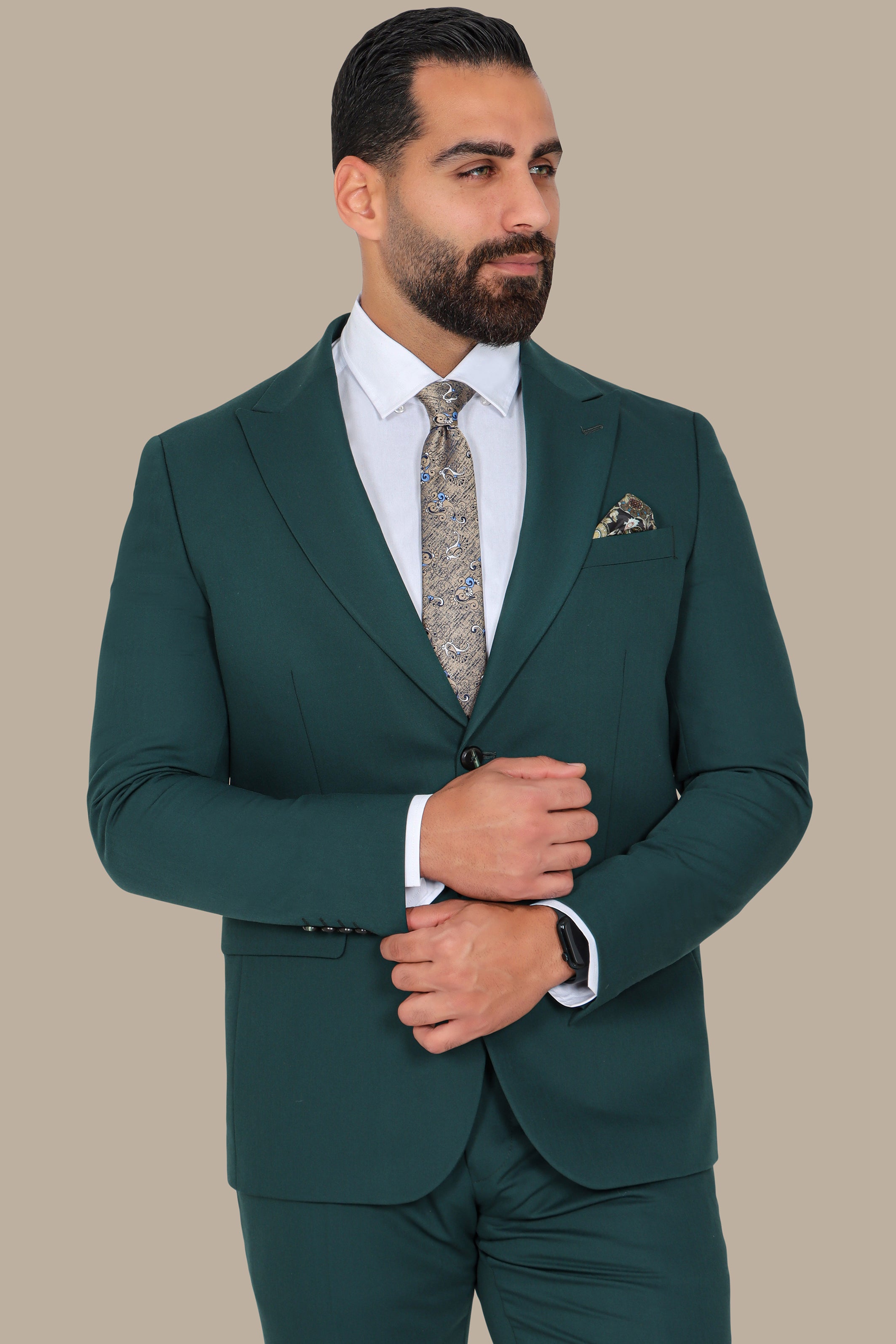 Classic Green 2-Piece Suit with Peak Lapel