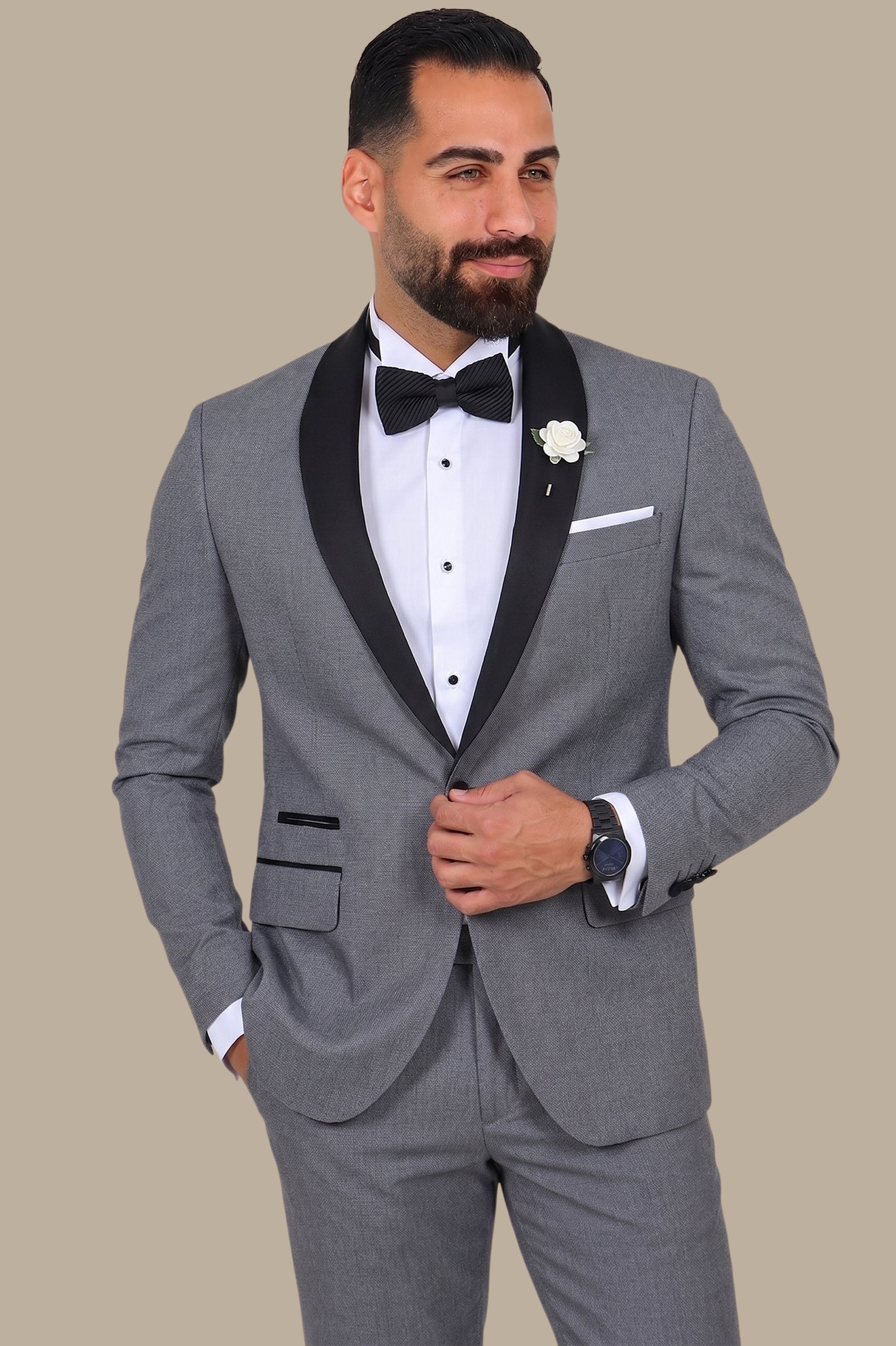 Grey Colchale Structured Tuxedo