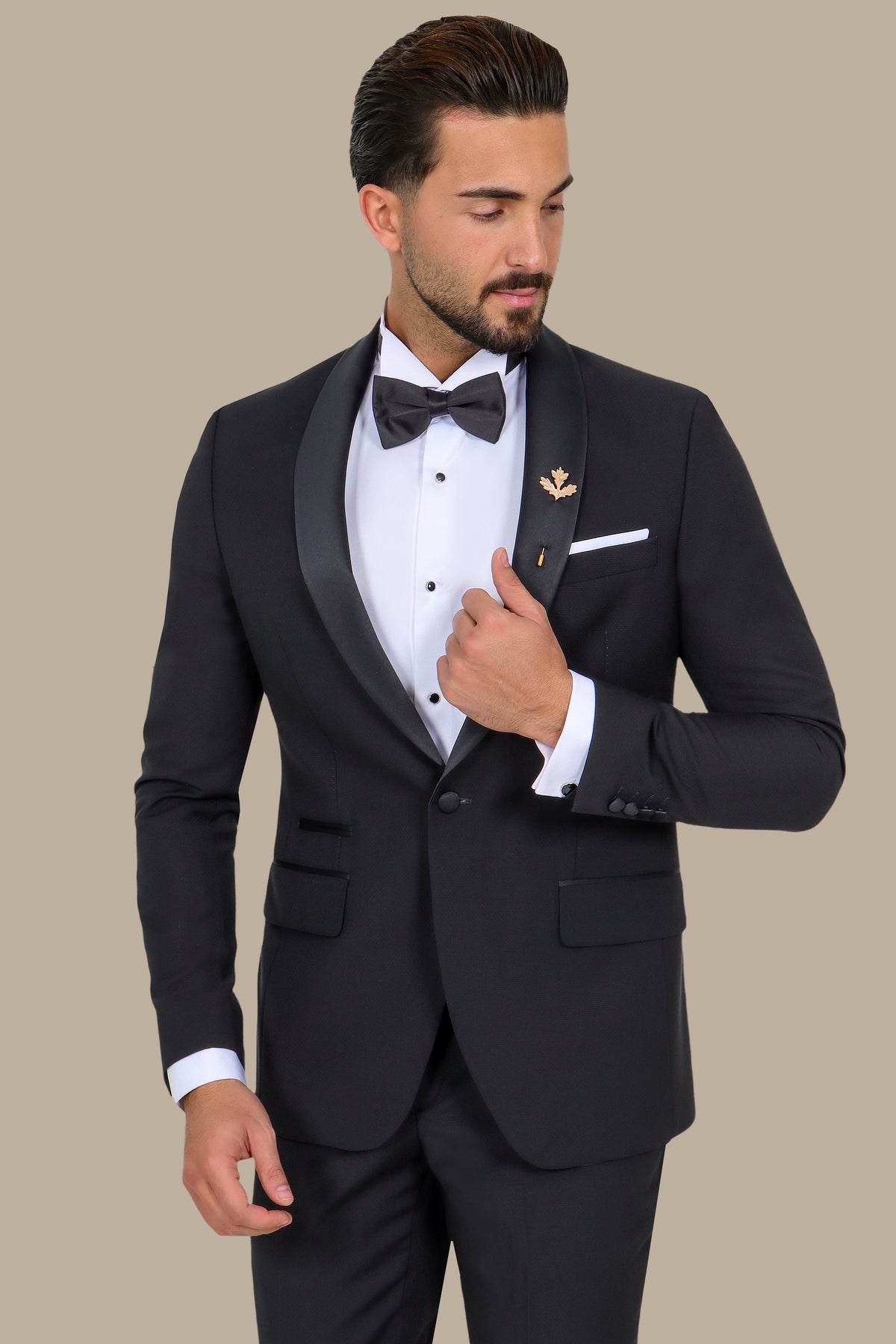 Black Col Chal Structured Tuxedo