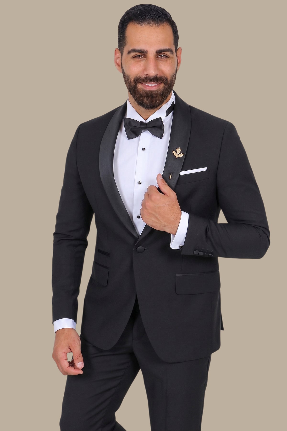 Black Col Chal Structured Tuxedo