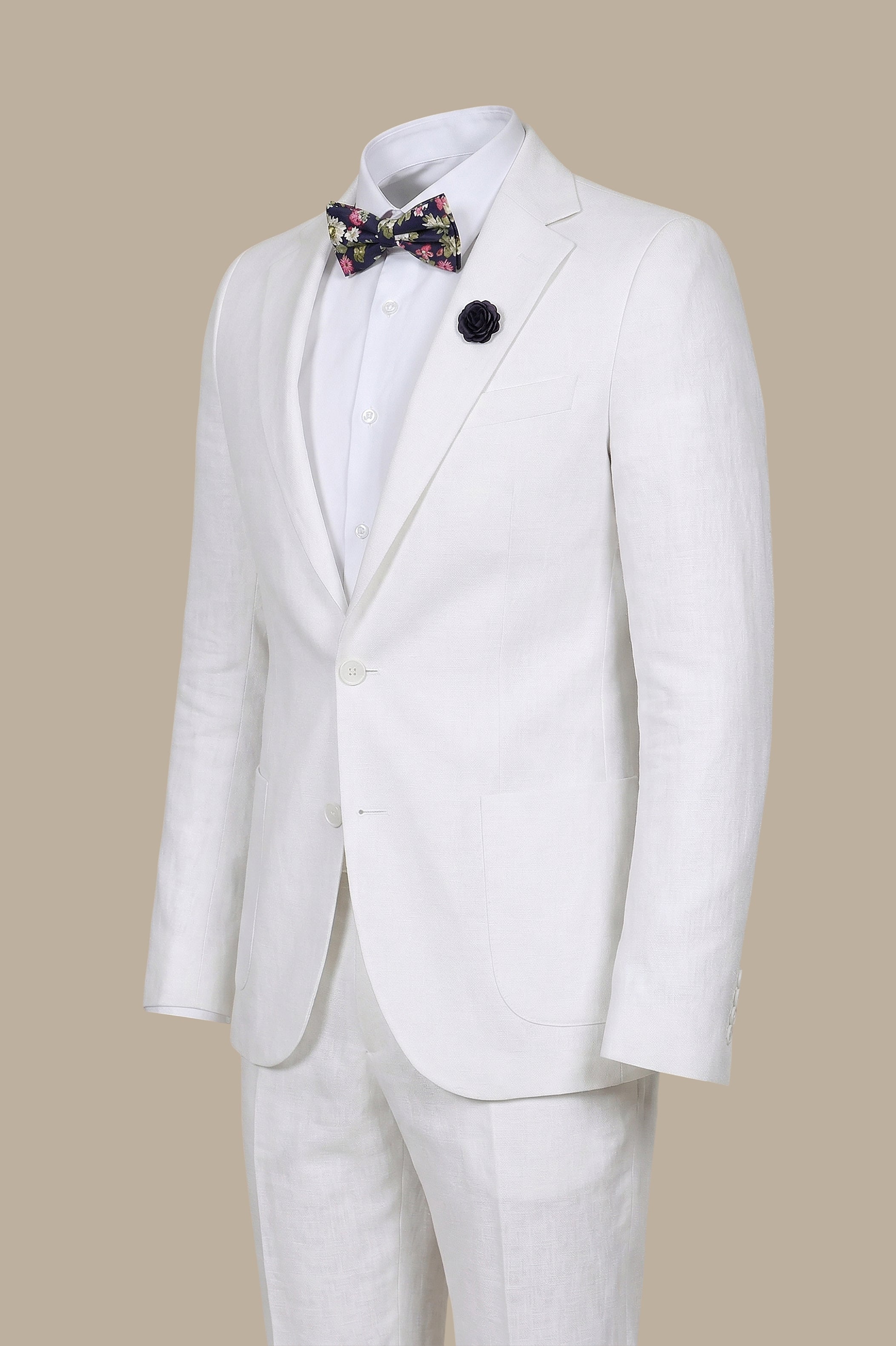 White Linen Suit – 2-Piece with Notch Lapel