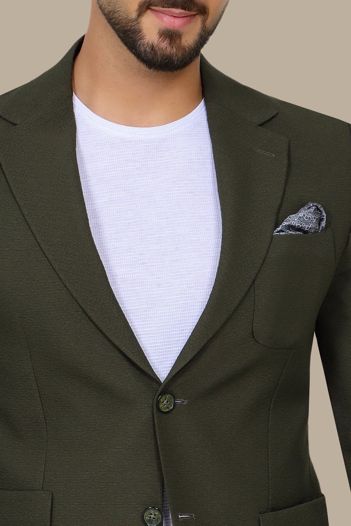 Olive Notch Lapel Travel Suit – 2-Piece