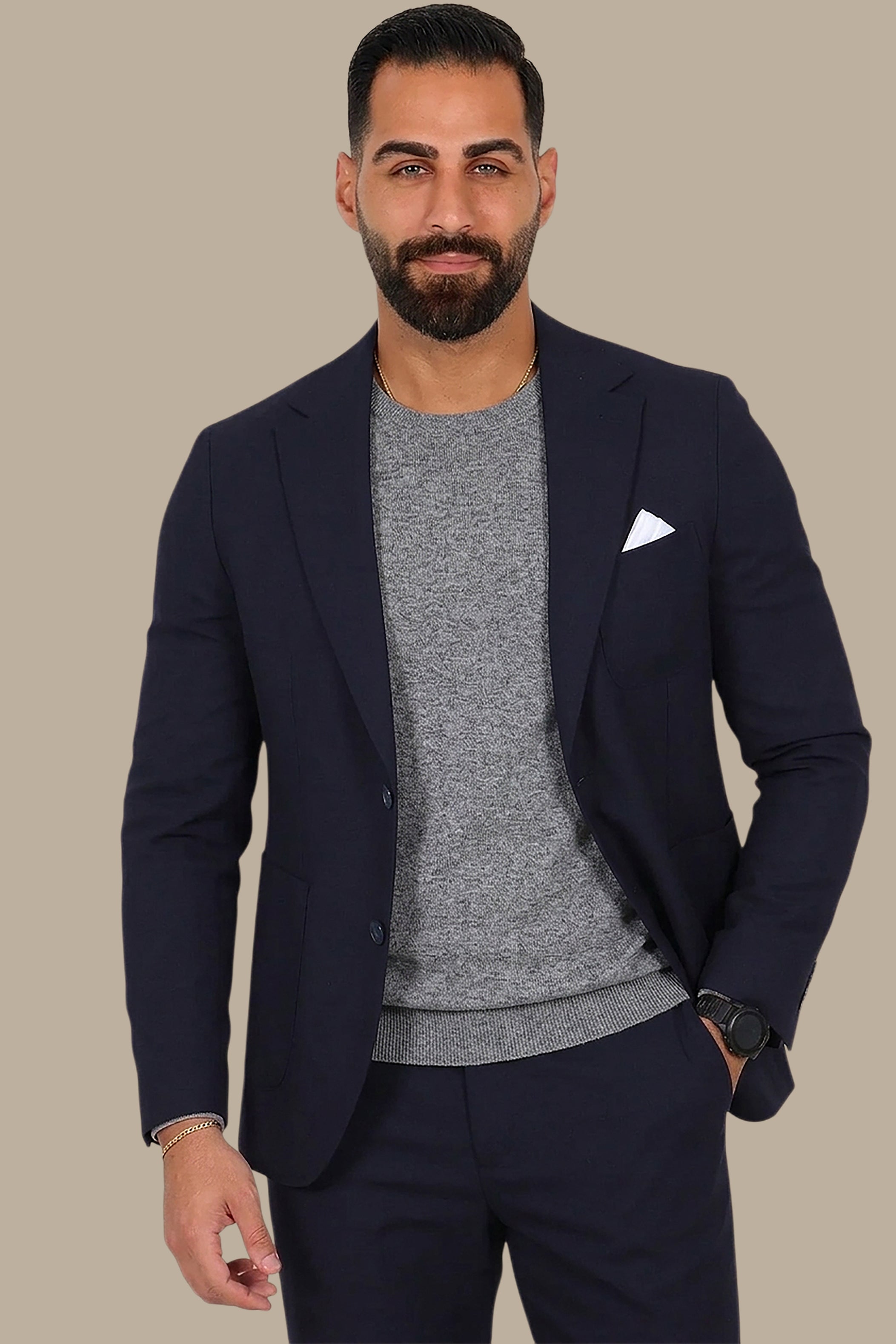 Navy 2-Piece Travel Notch Lapel Suit