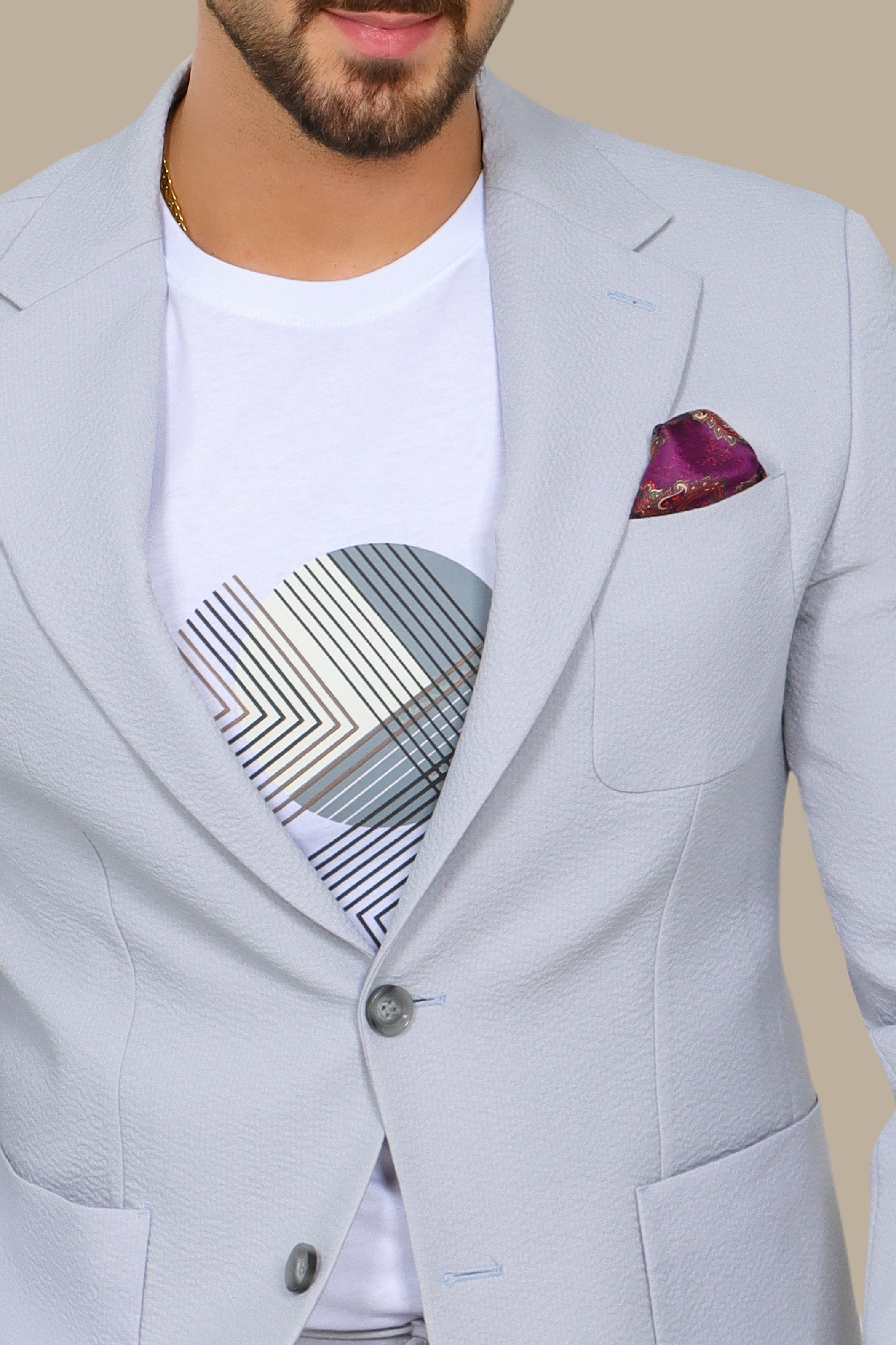 Light Grey Travel Suit with Notch Lapel – 2 Pieces