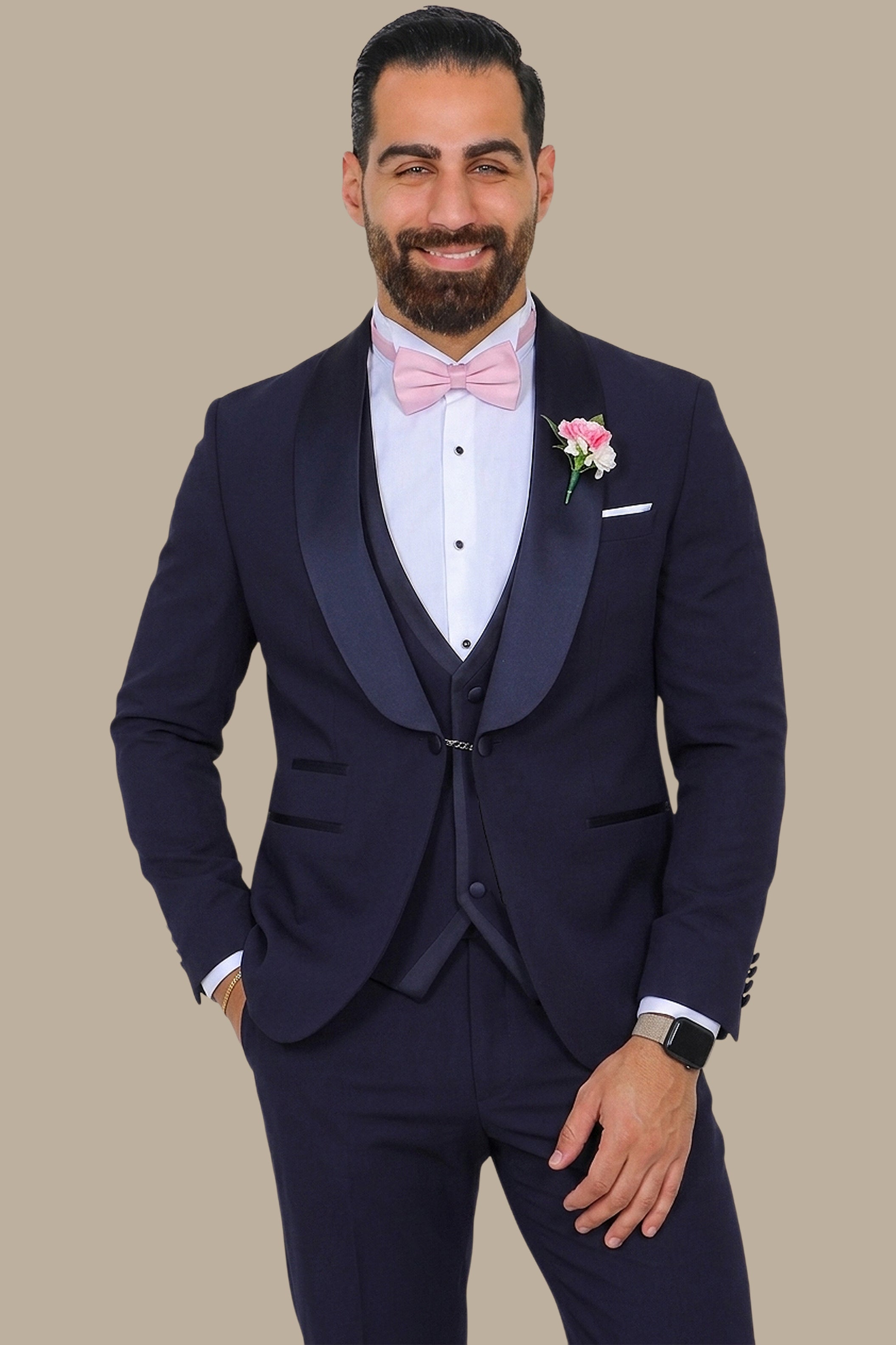 Navy 4-Piece Tuxedo with Shawl Collar