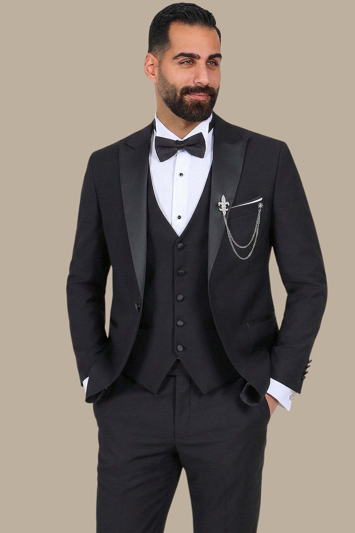 6 Pieces Tuxedo Peak Lapel Black