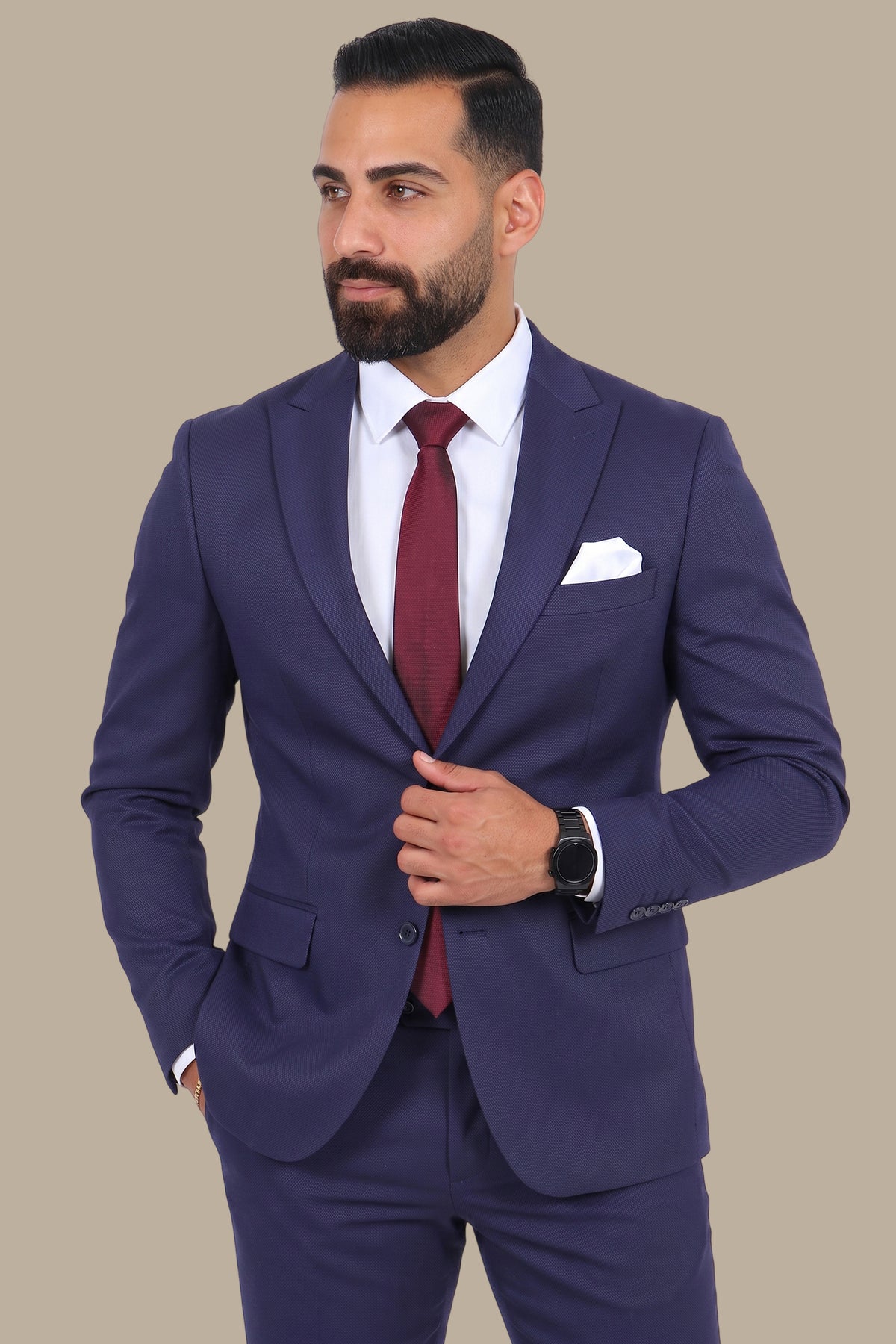 Texture Piqué Peak Lapel Suit
