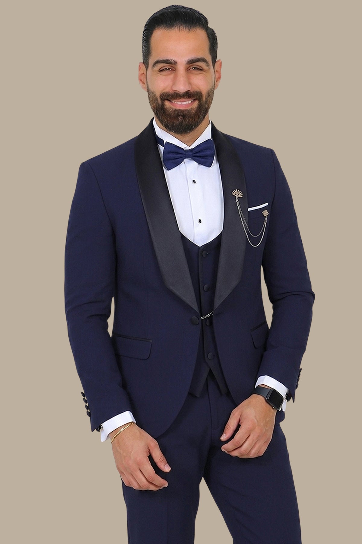 Navy Low-Cut Chal Collar Tuxedo – 4 Pieces