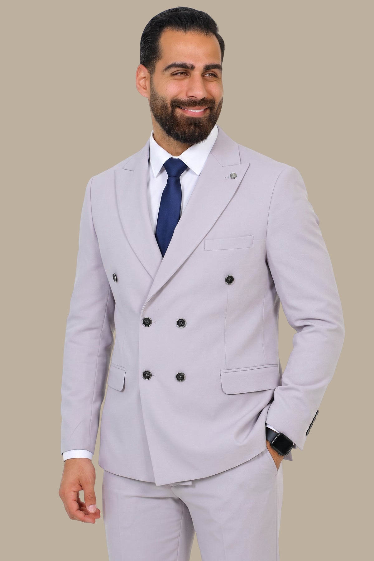 Double-Breasted Diamond Pattern Suit
