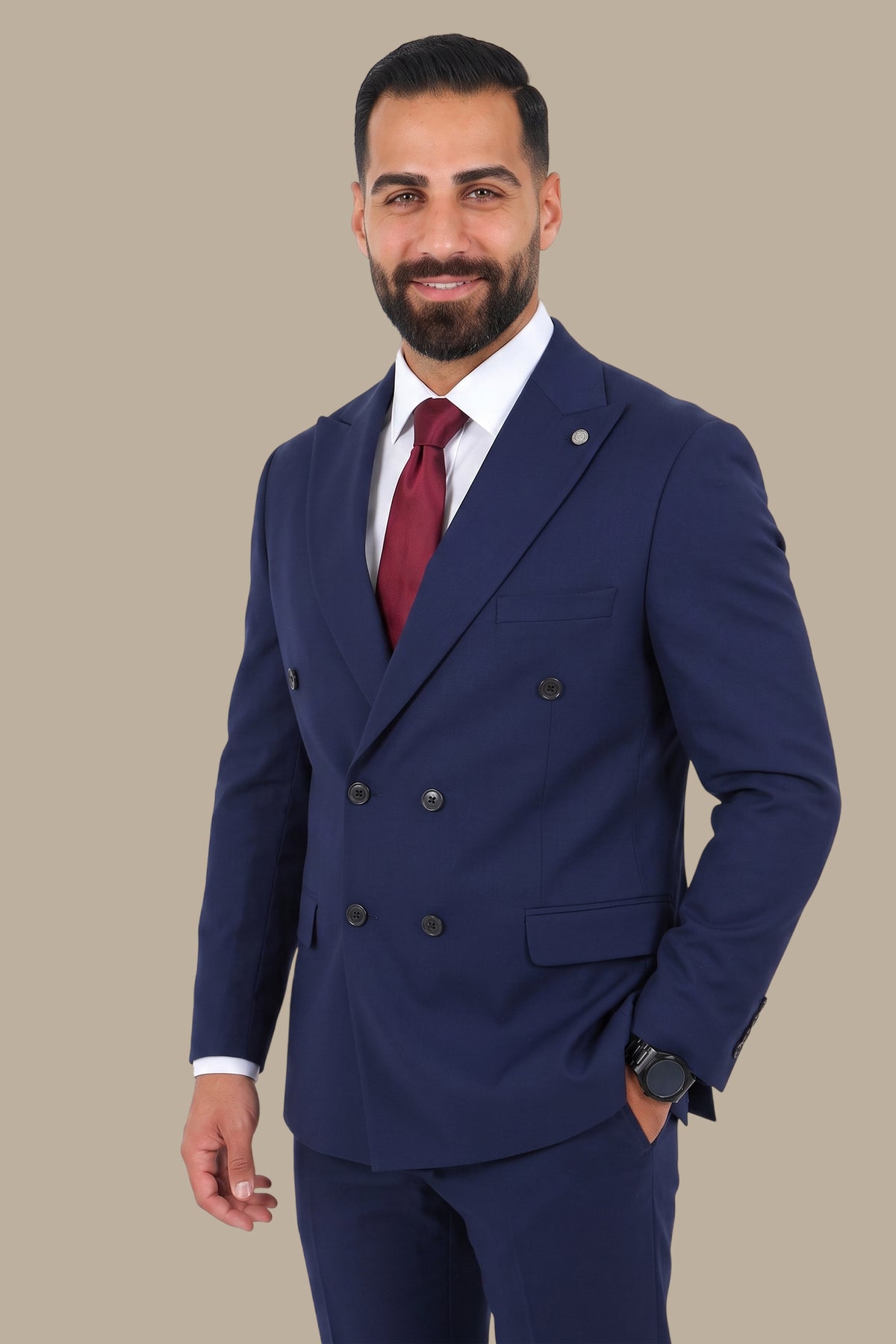 Double-Breasted Diamond Pattern Suit