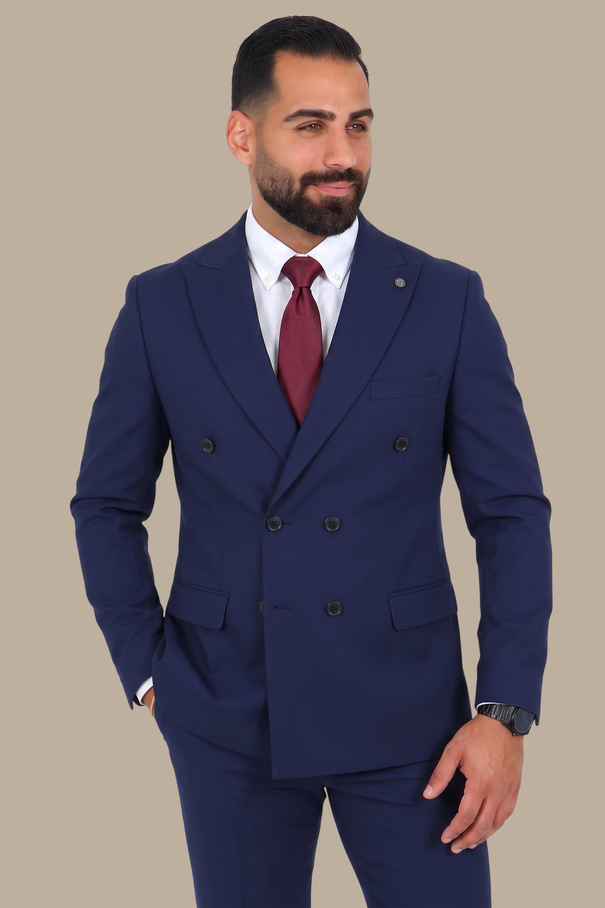 Double-Breasted Diamond Pattern Suit