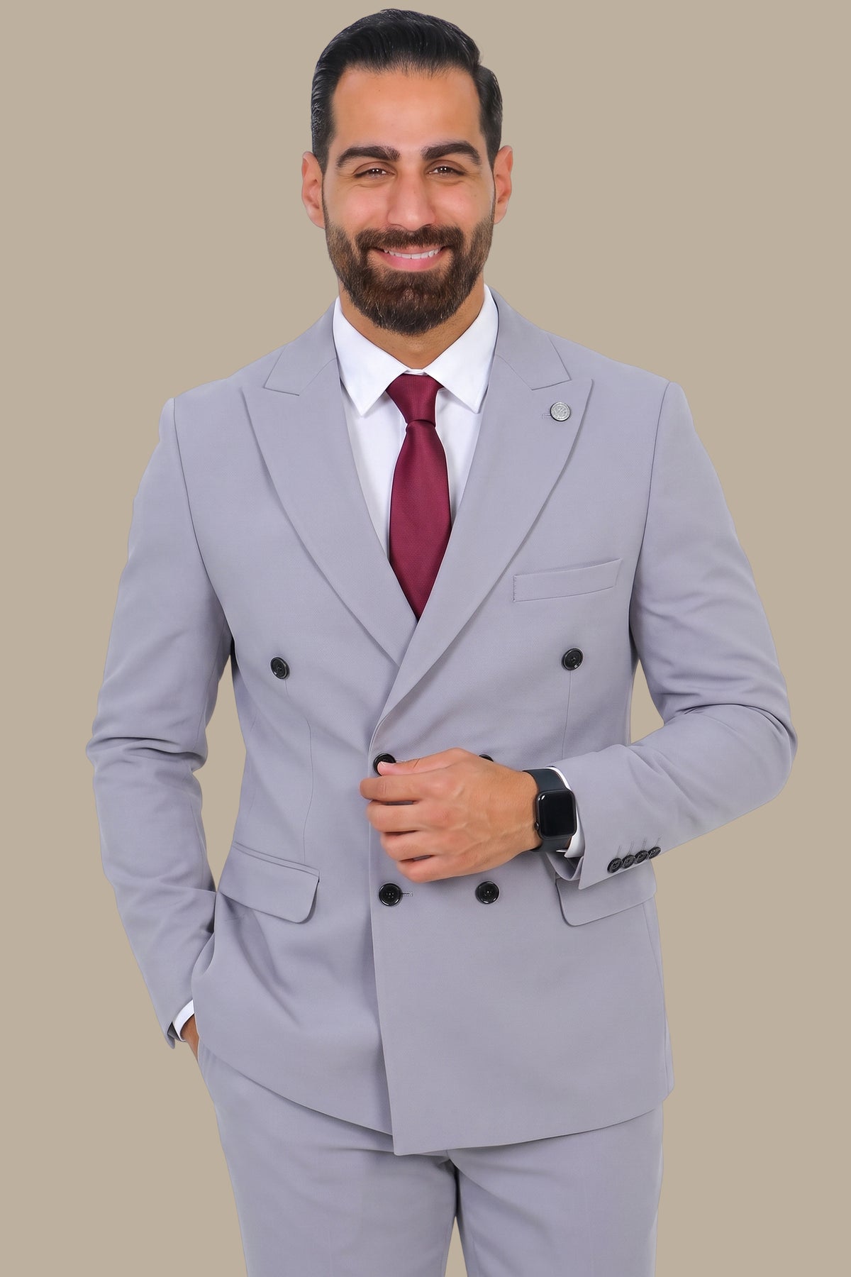 Double-Breasted Diamond Pattern Suit