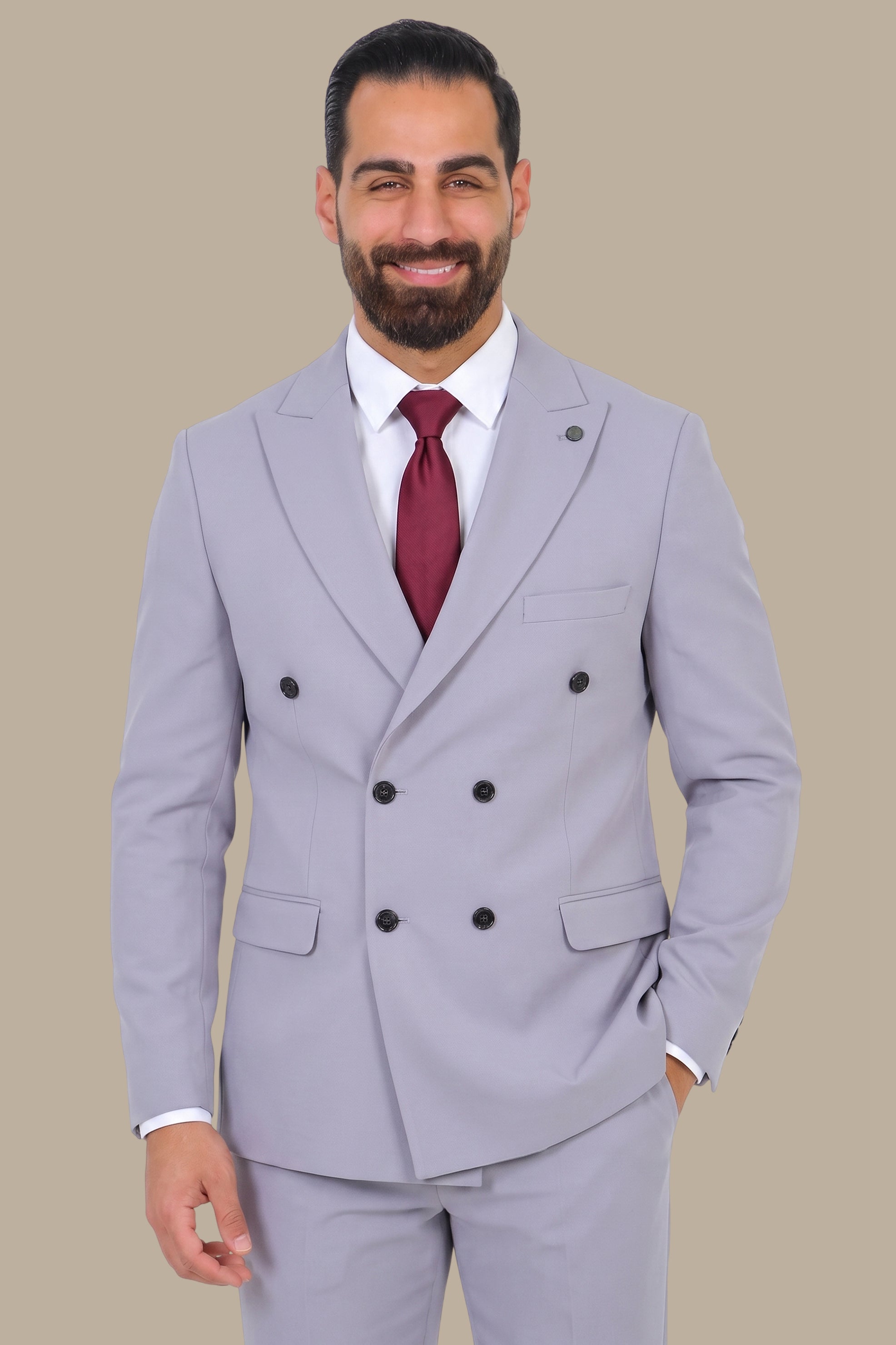 Double-Breasted Diamond Pattern Suit