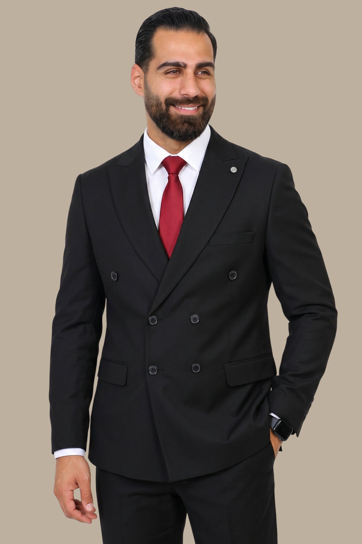 Double-Breasted Diamond Pattern Suit