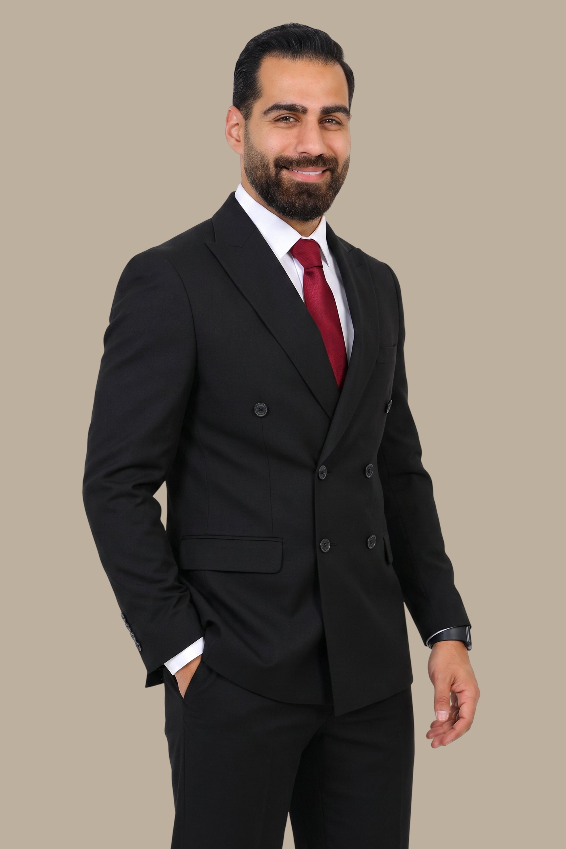 Double-Breasted Diamond Pattern Suit
