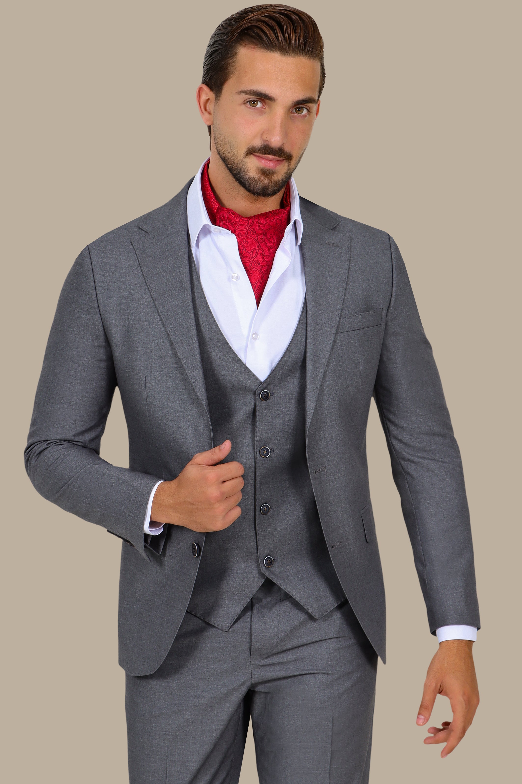 Classic Elegance: 3-Piece Notch Lapel Suit Grey