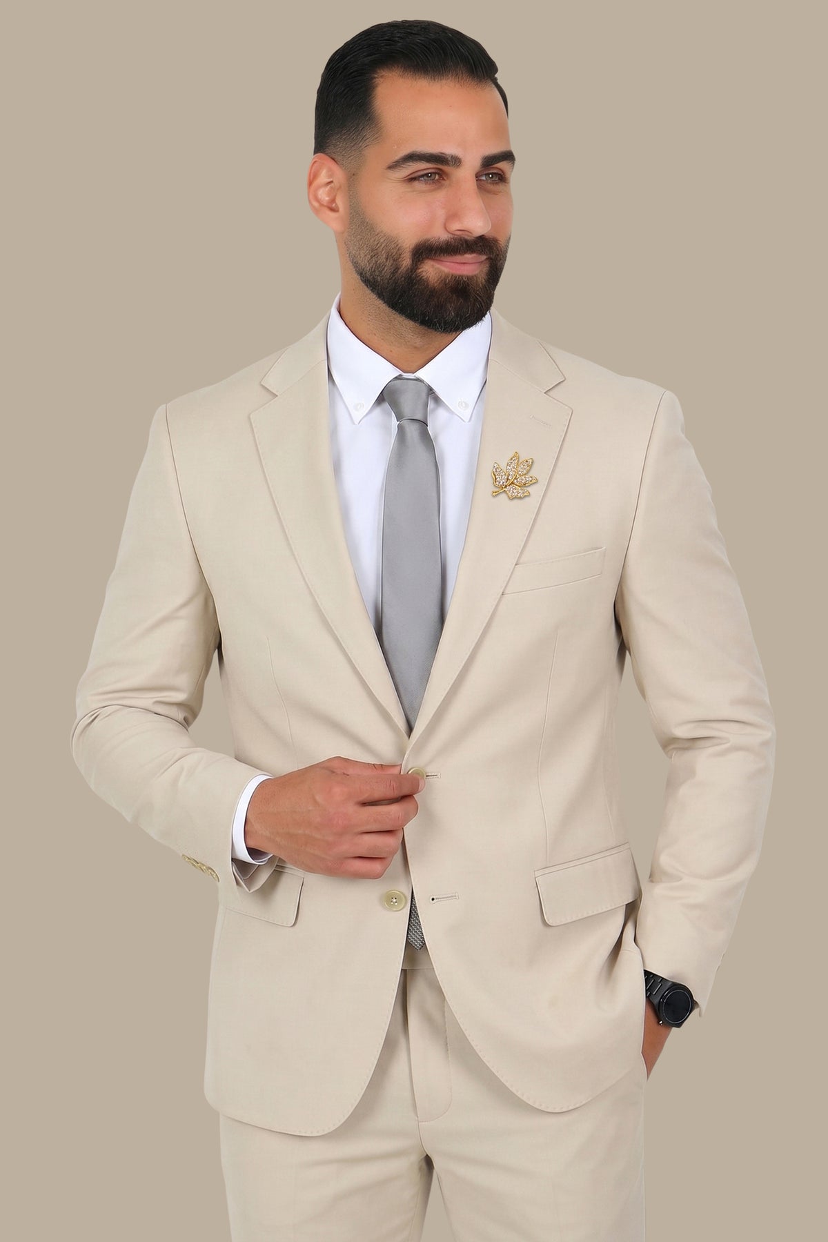 Structured Lycra Suit with Notch Lapel