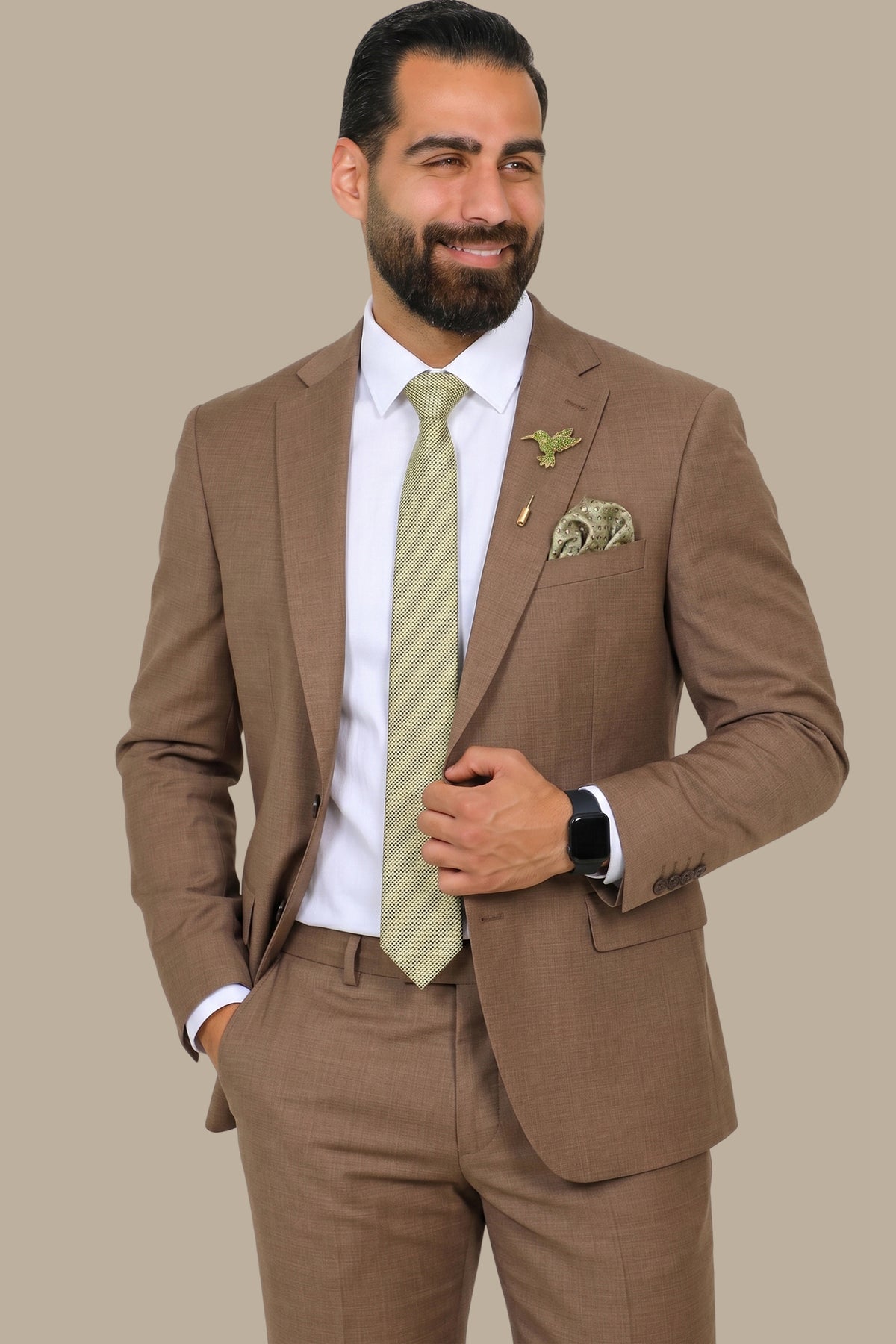 Structured Lycra Suit with Notch Lapel