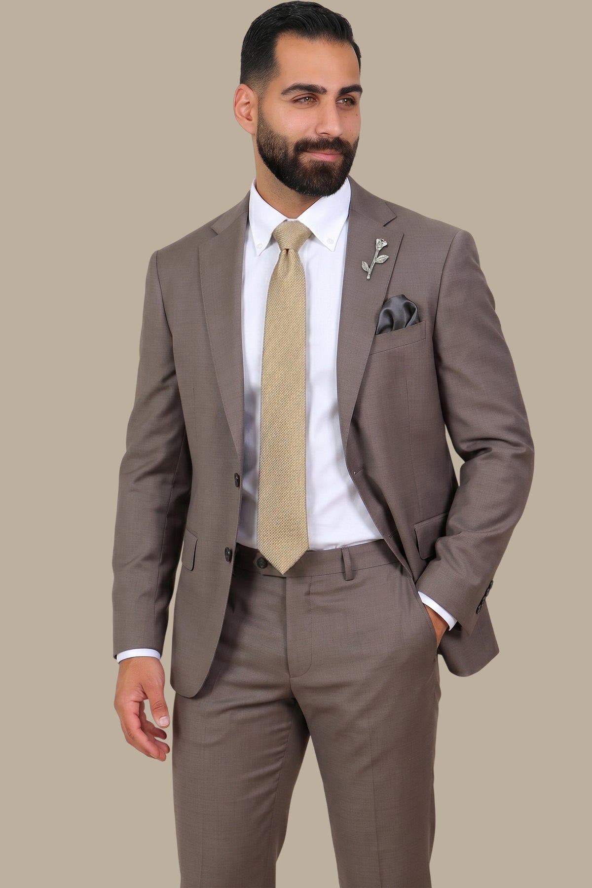 Structured Lycra Suit with Notch Lapel