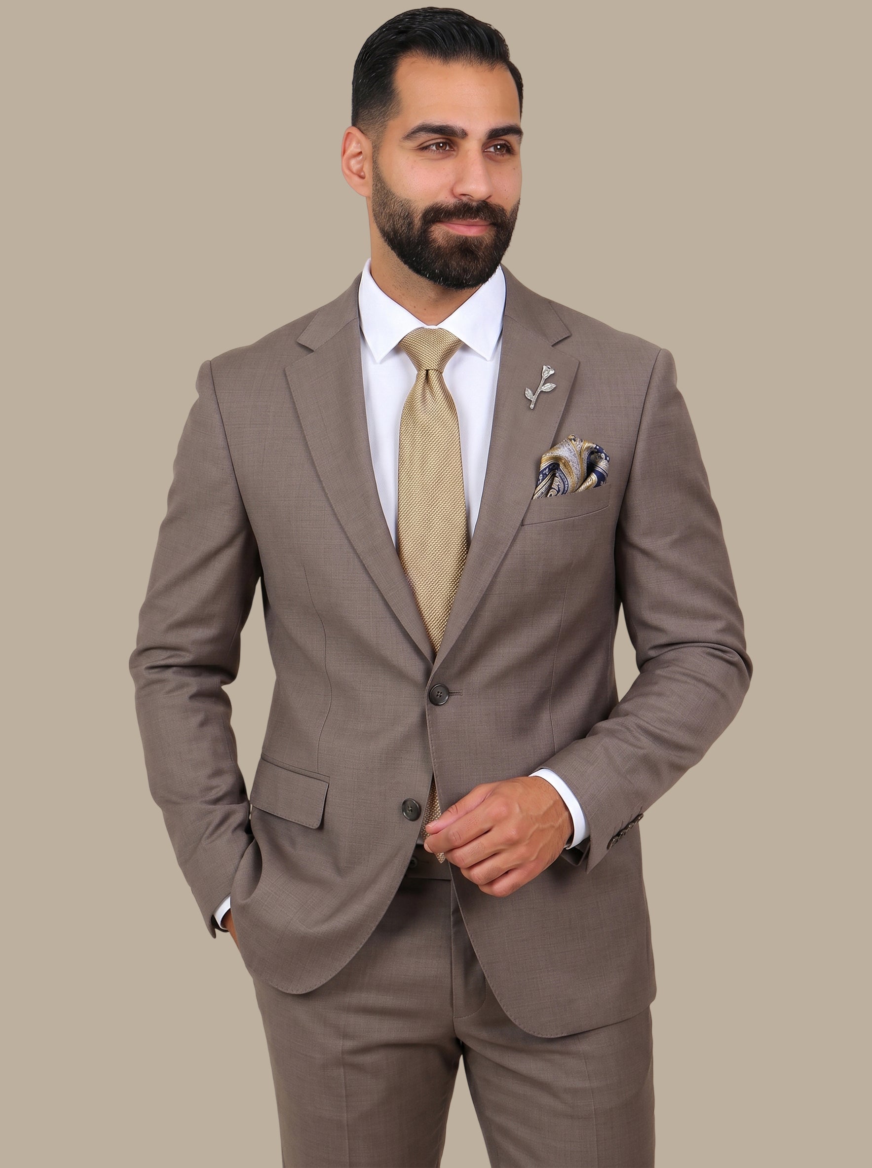 Structured Lycra Suit with Notch Lapel