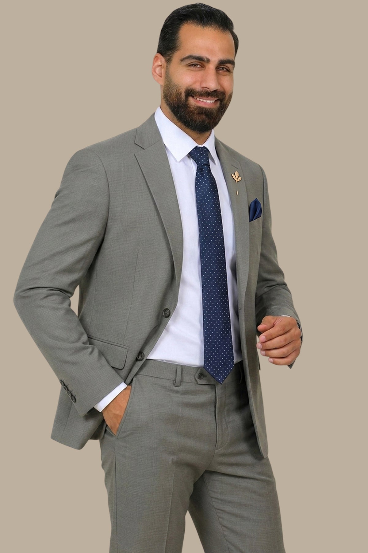 Structured Lycra Suit with Notch Lapel