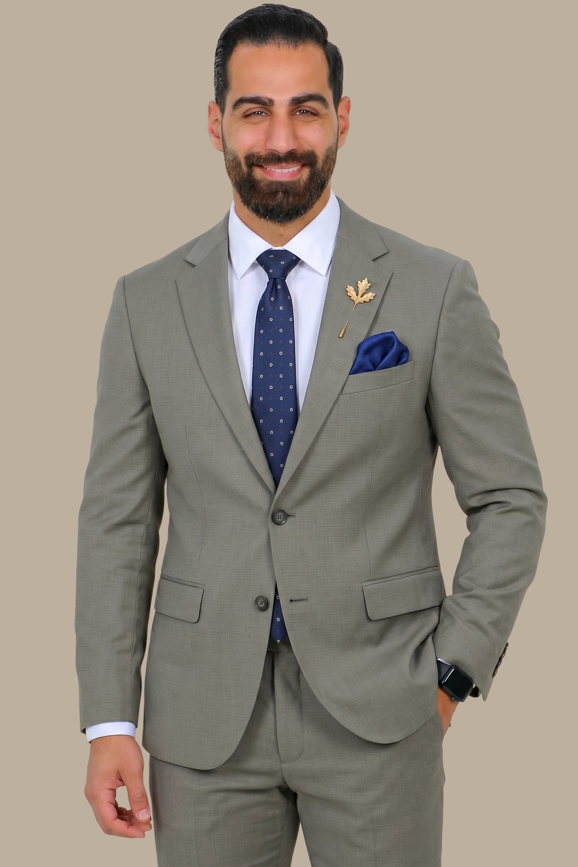 Structured Lycra Suit with Notch Lapel