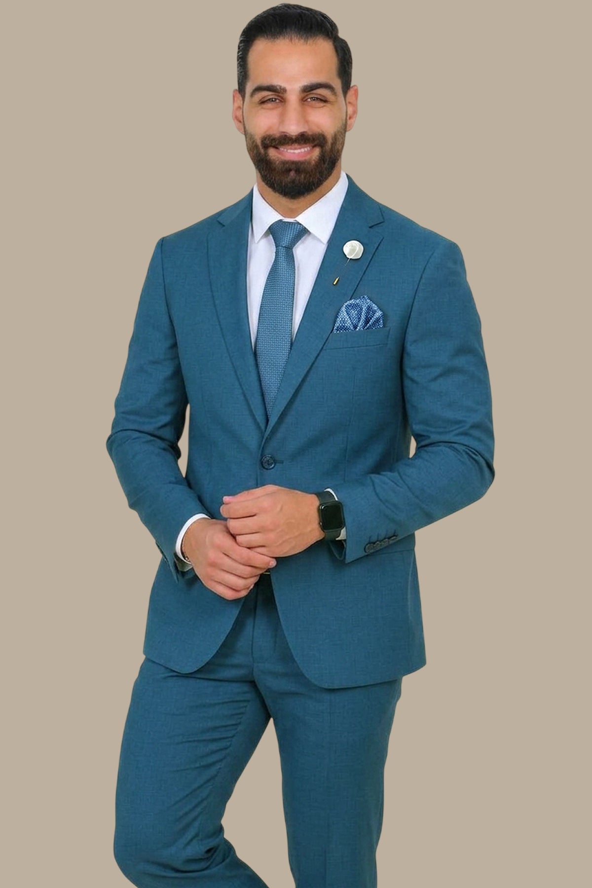 Structured Lycra Suit with Notch Lapel