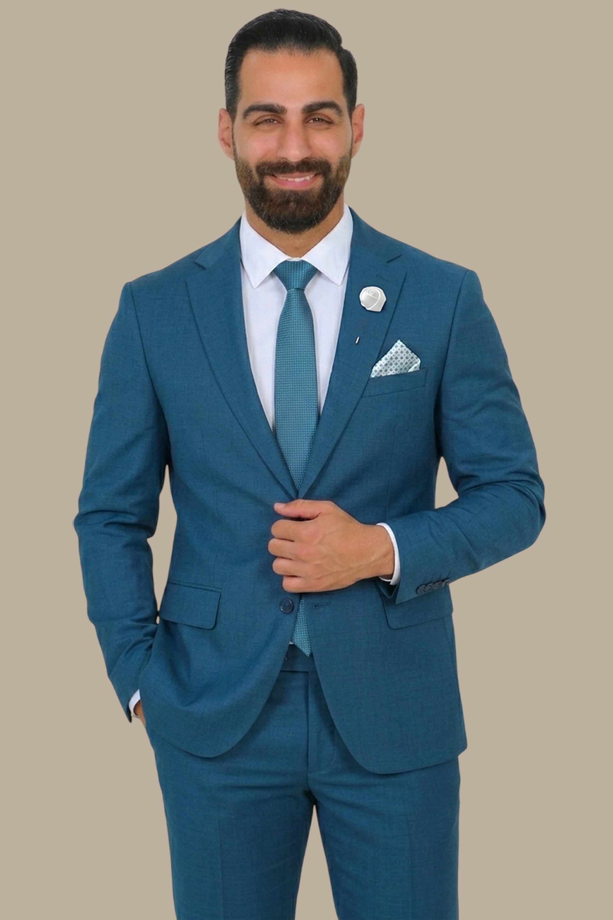Structured Lycra Suit with Notch Lapel