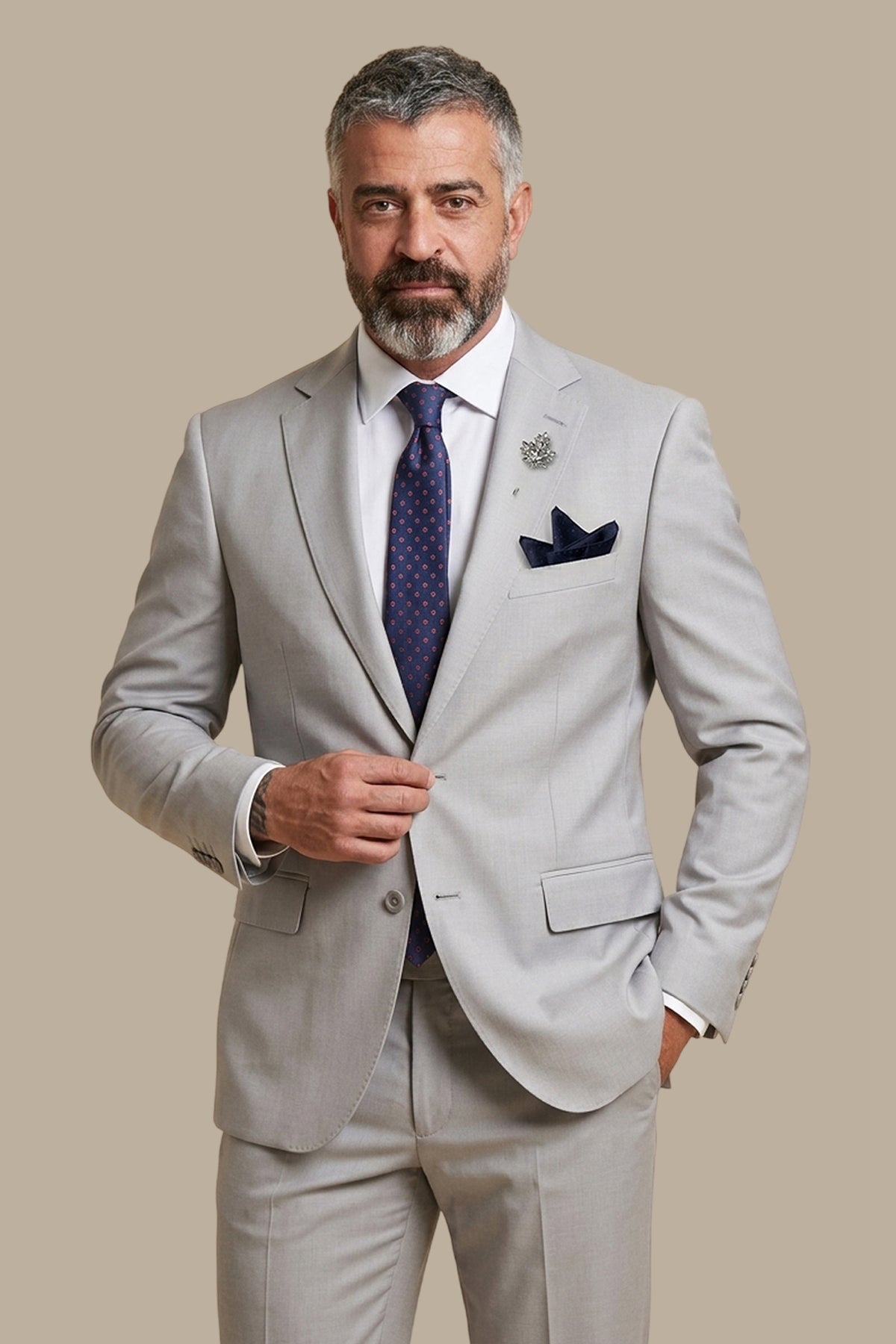 Structured Lycra Suit with Notch Lapel