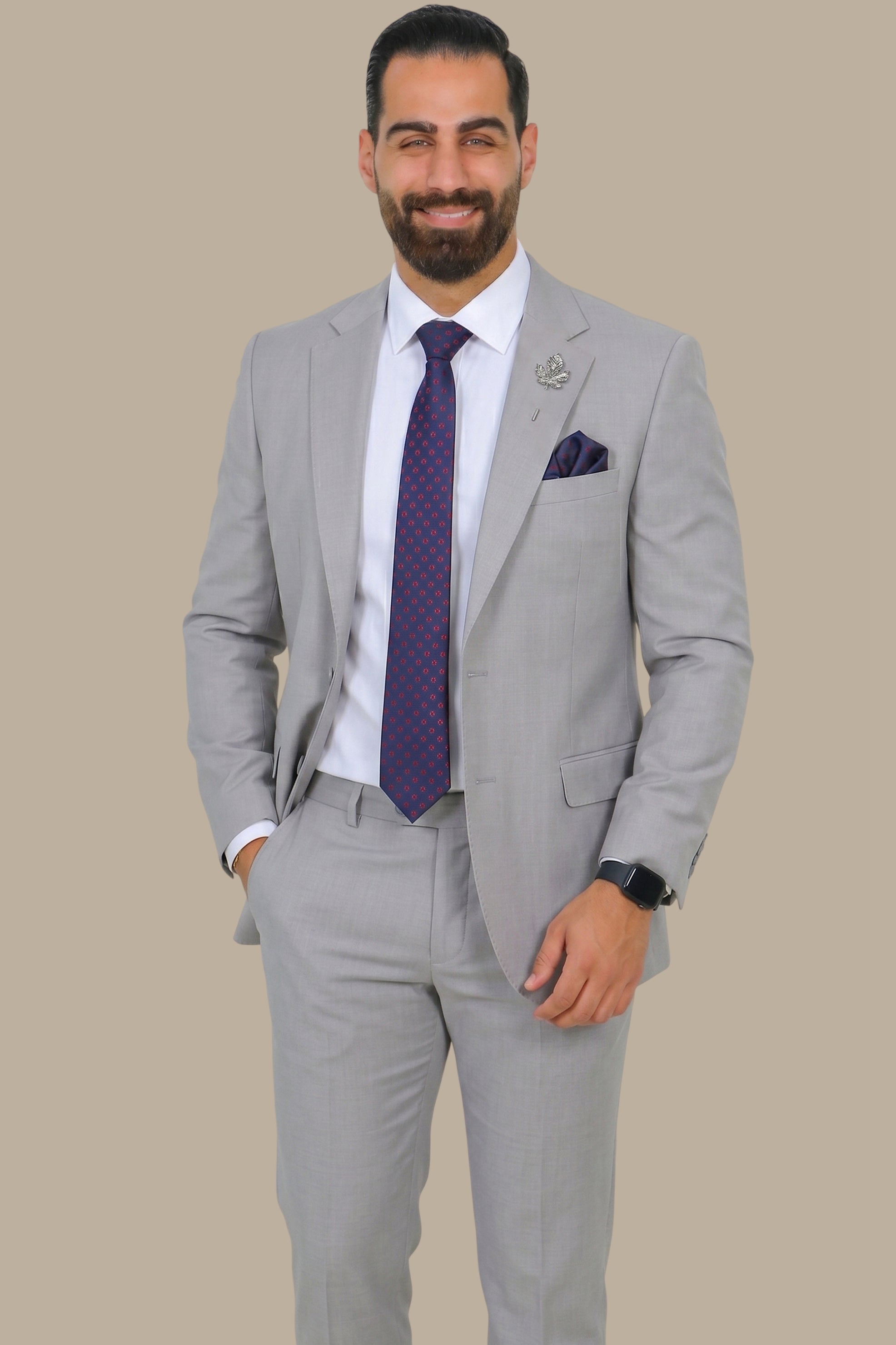 Structured Lycra Suit with Notch Lapel