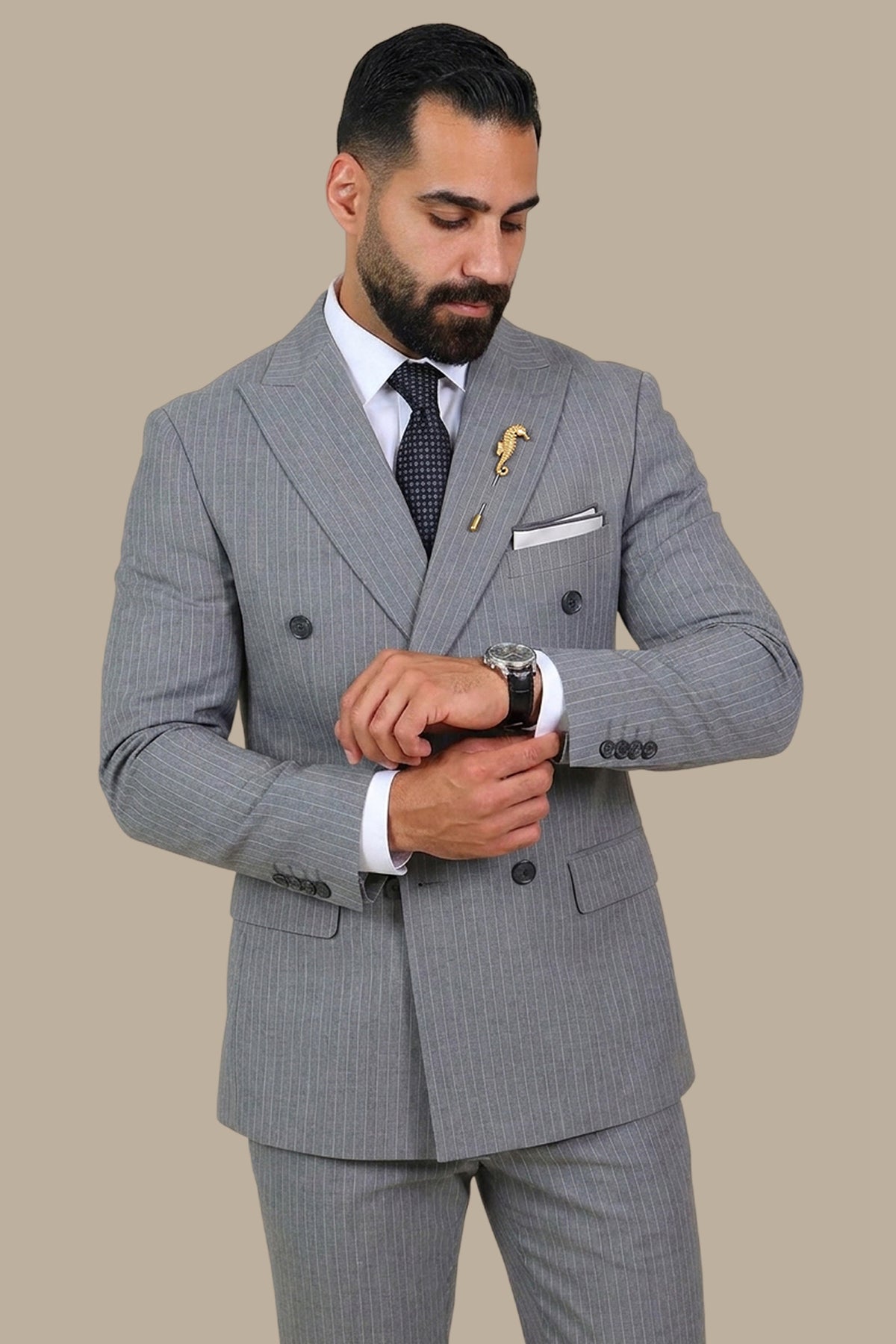 Double-Breasted Striped Suit