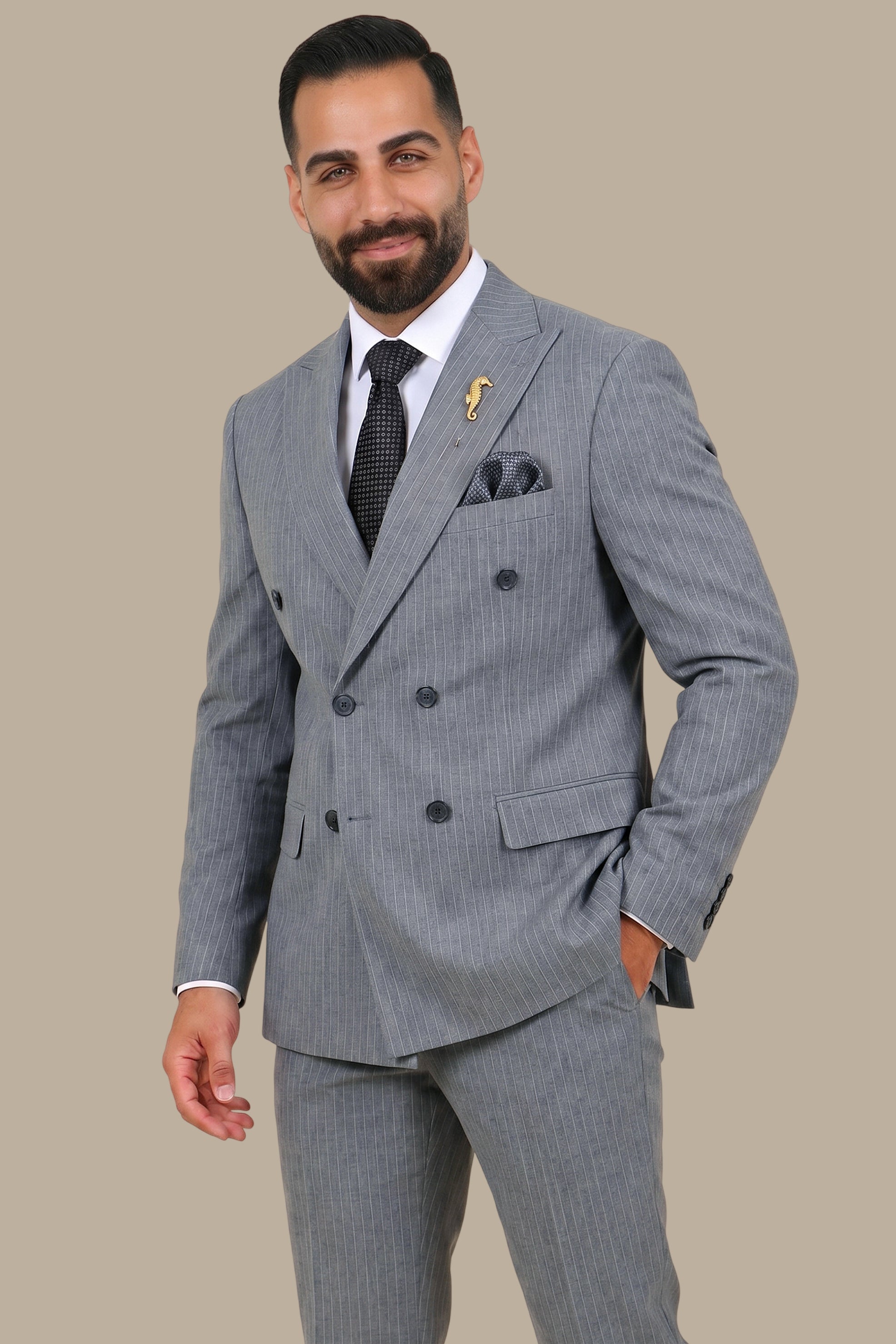 Double-Breasted Striped Suit