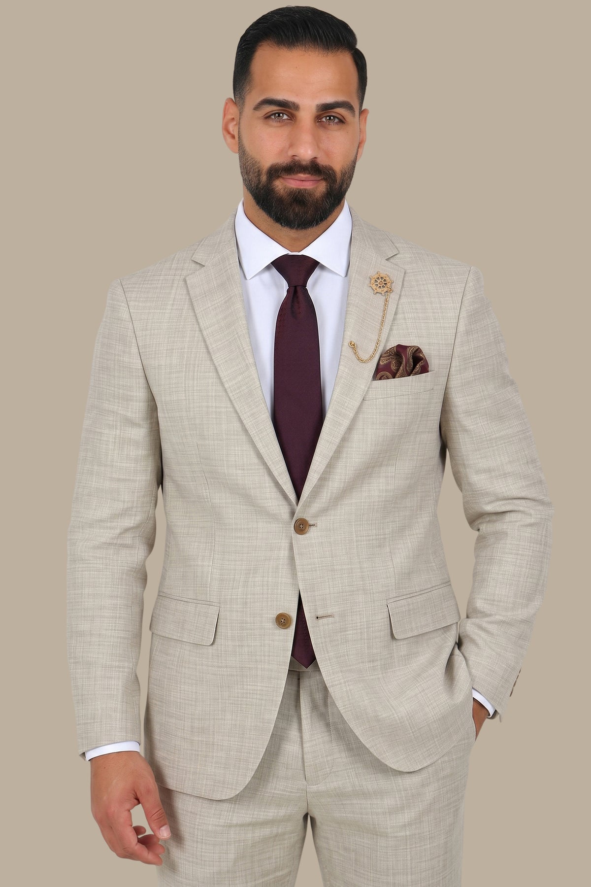 Plain Lycra Suit with Notch Lapel
