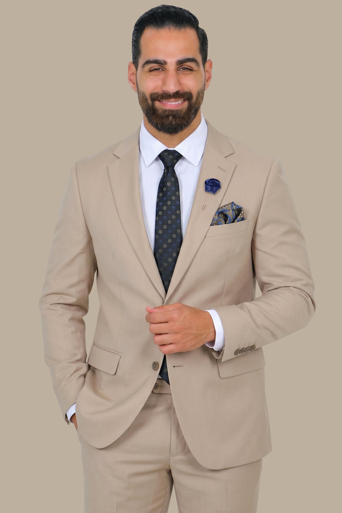 Fil-à-Fil Lycra Suit with Notch Lapel