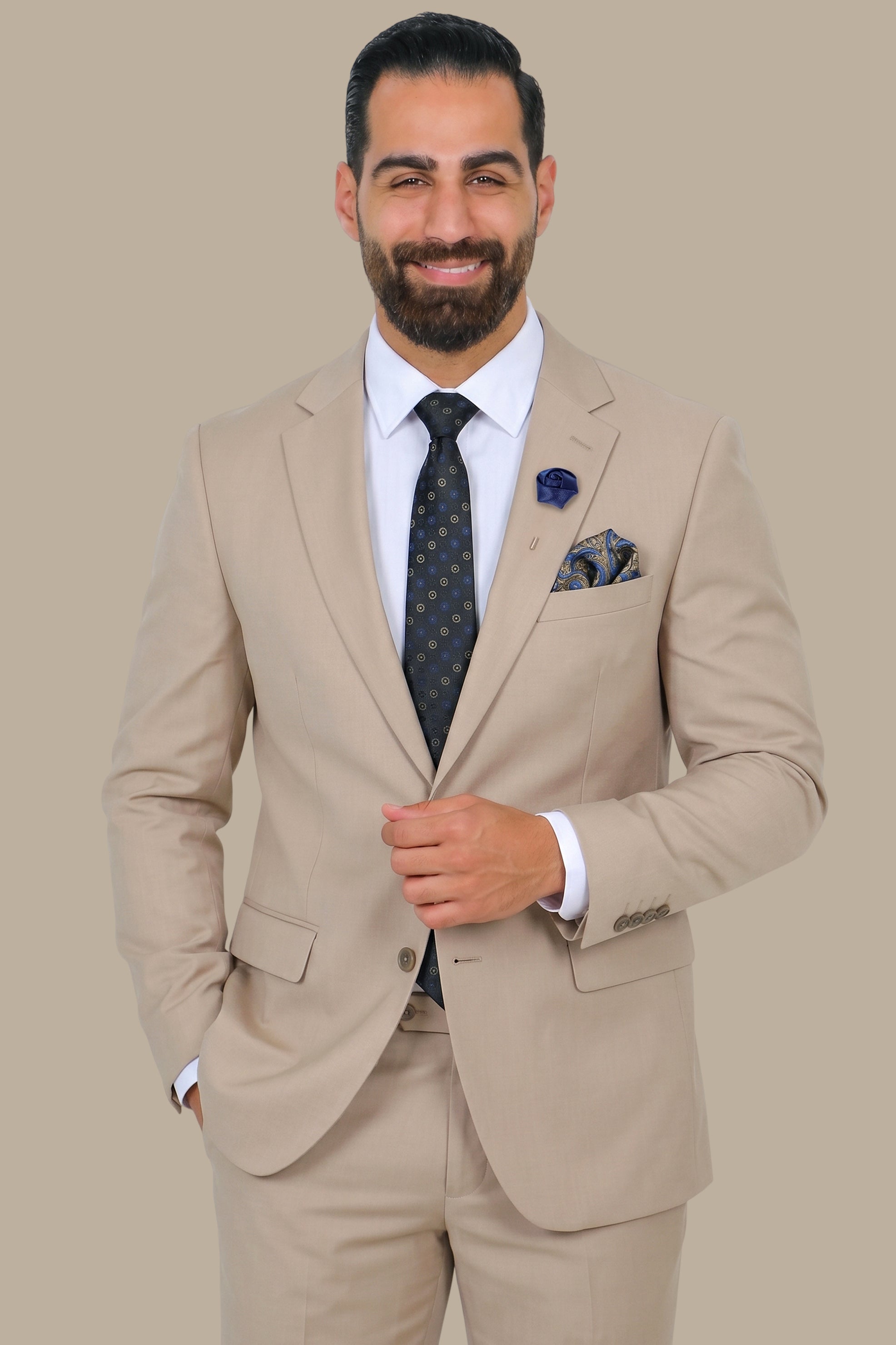 Fil-à-Fil Lycra Suit with Notch Lapel