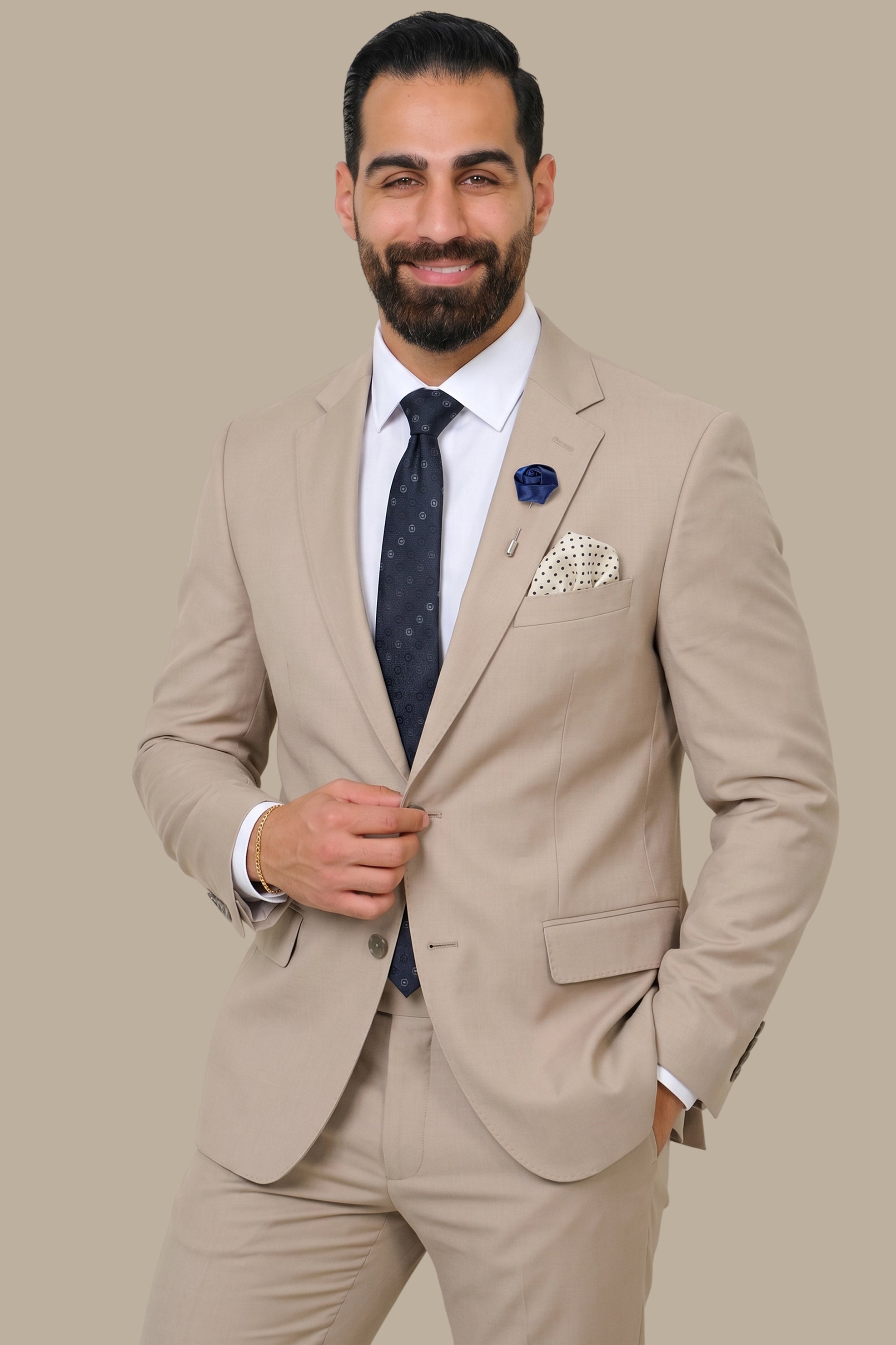 Fil-à-Fil Lycra Suit with Notch Lapel