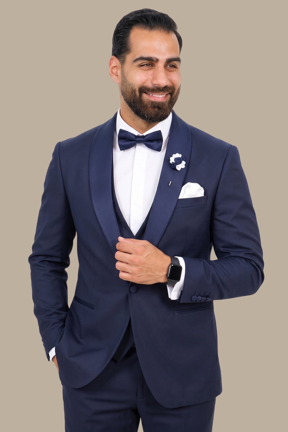 3-Piece Piqué Tuxedo Shawl Collar