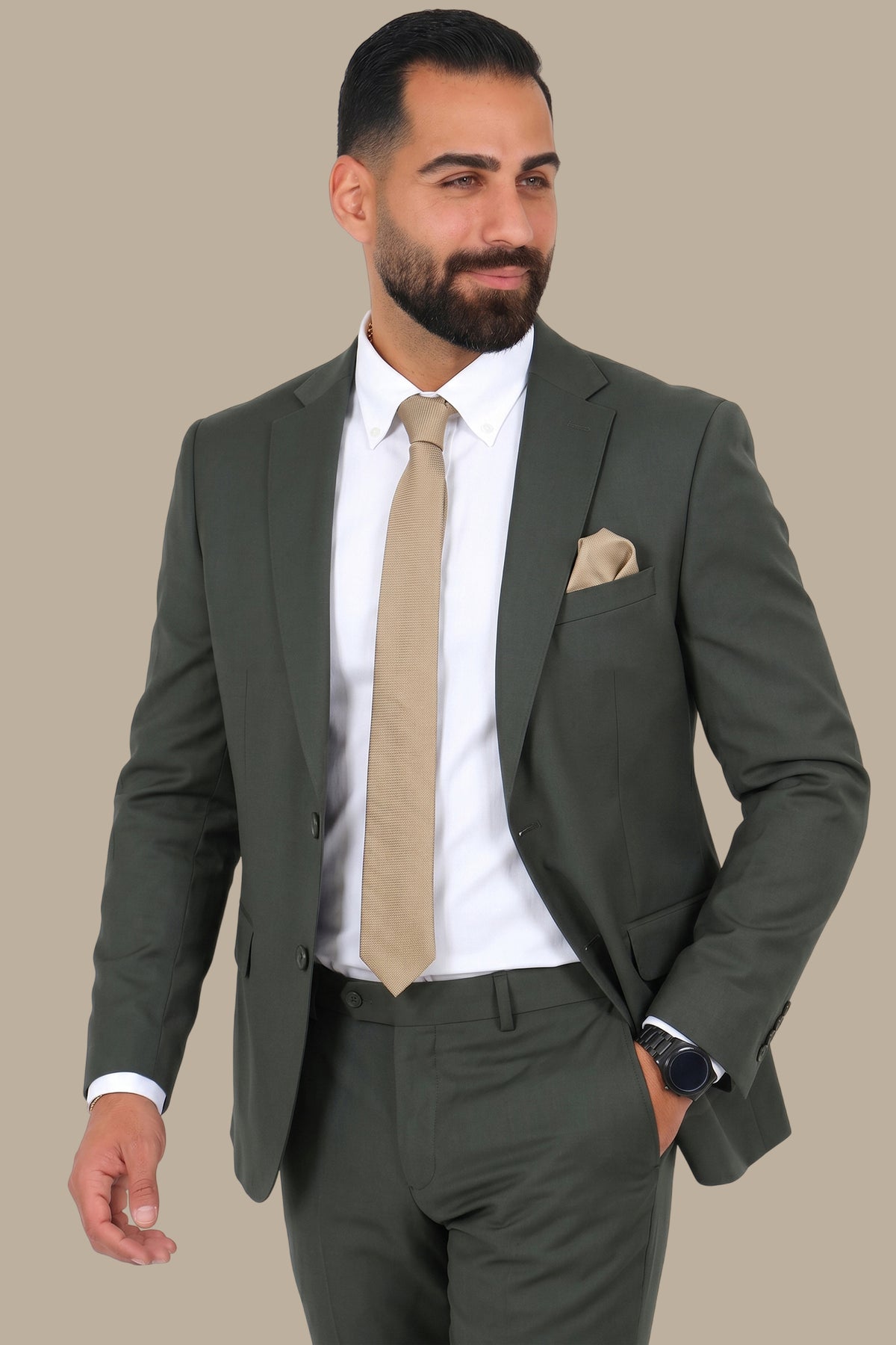 Dark Green Notch Lapel Classic Slim Fit Suit