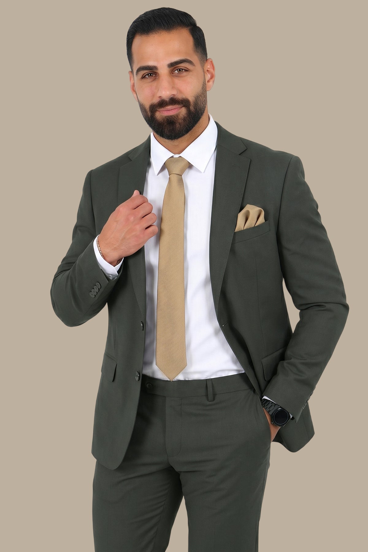 Dark Green Notch Lapel Classic Slim Fit Suit