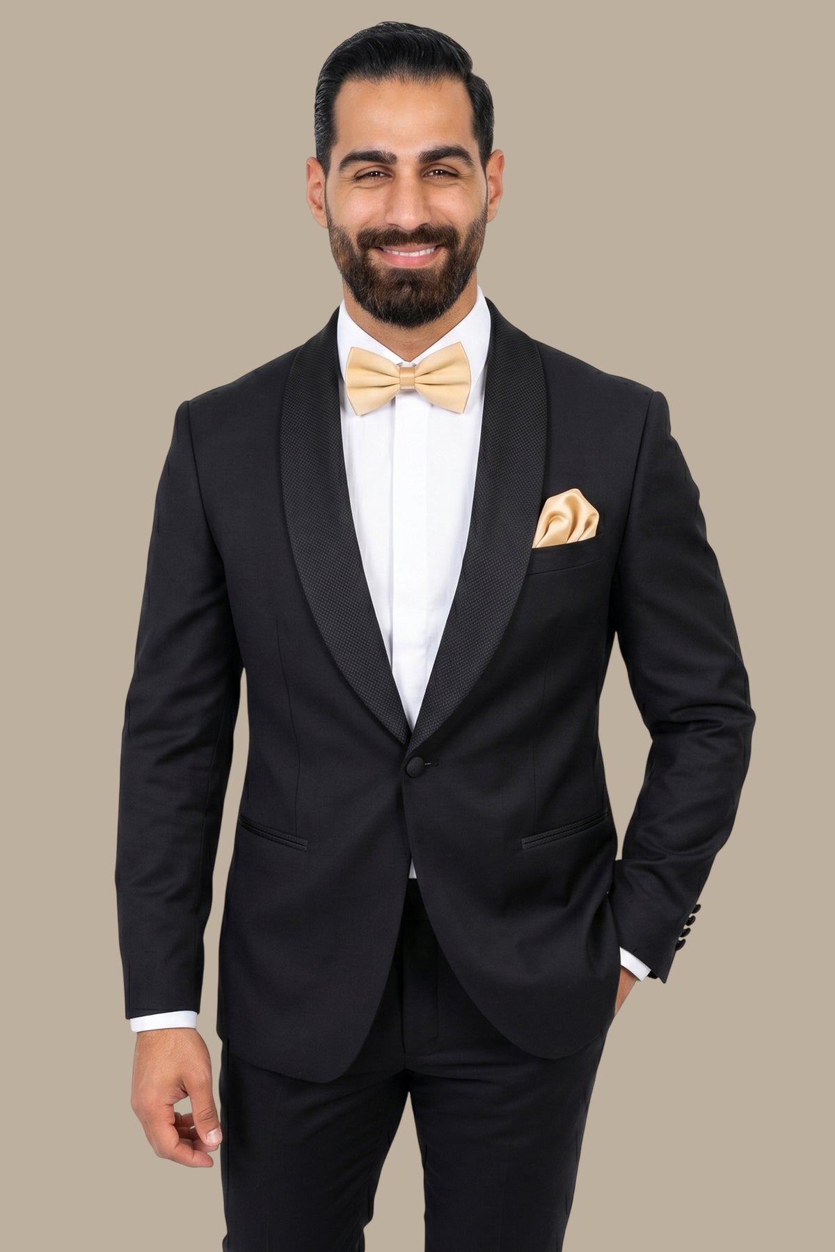Tuxedo Piquet Low Col Chal – Black