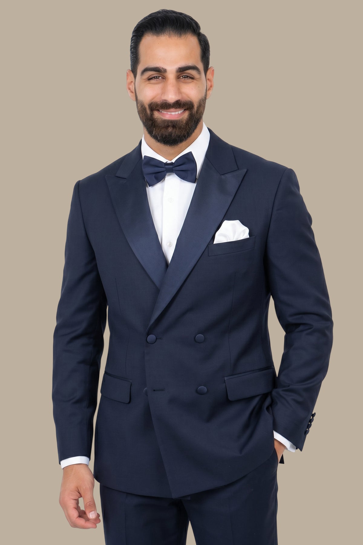 Tuxedo Double Breasted 4 Buttons Wide Peak Lapel